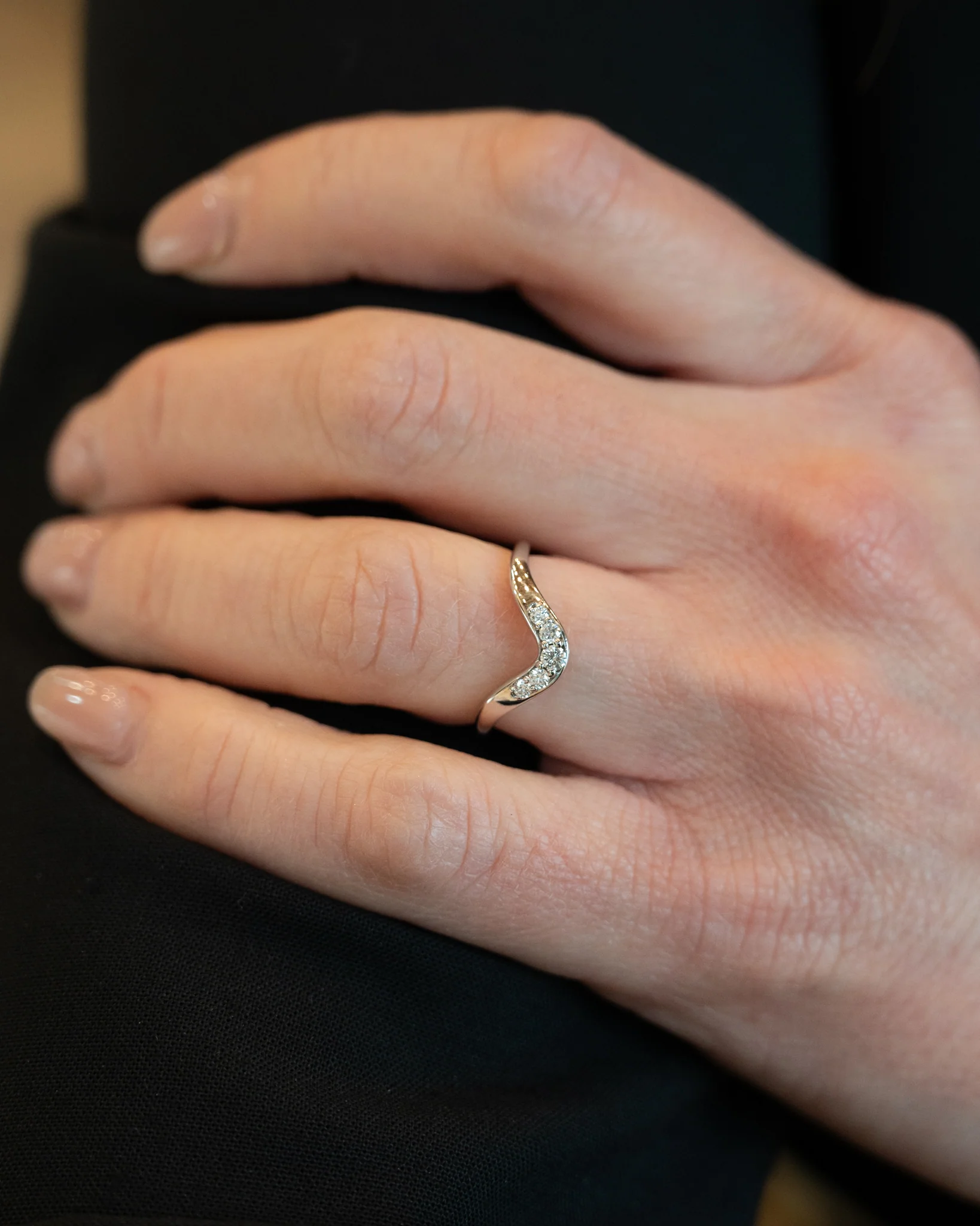 .18 Diamond Contour Wedding Band in 14k White Gold - Image 7