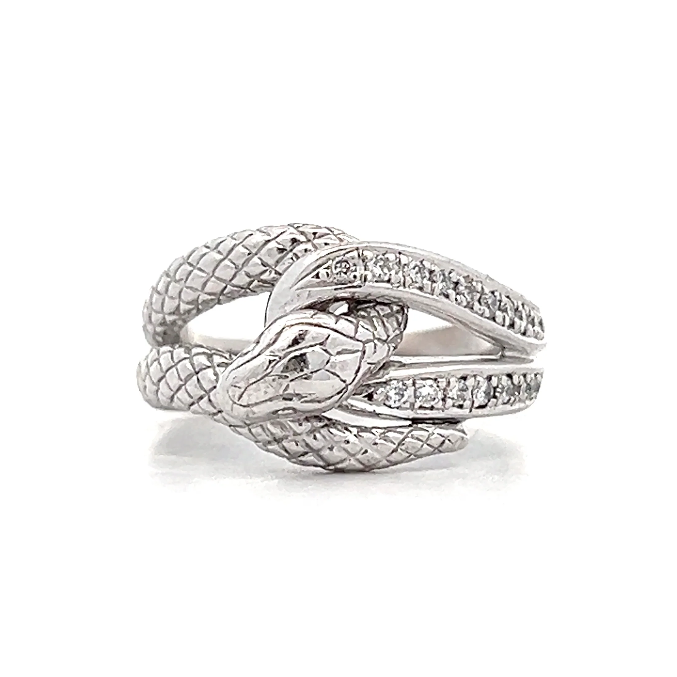 .18 Diamond Snake Ring in 18k White Gold
