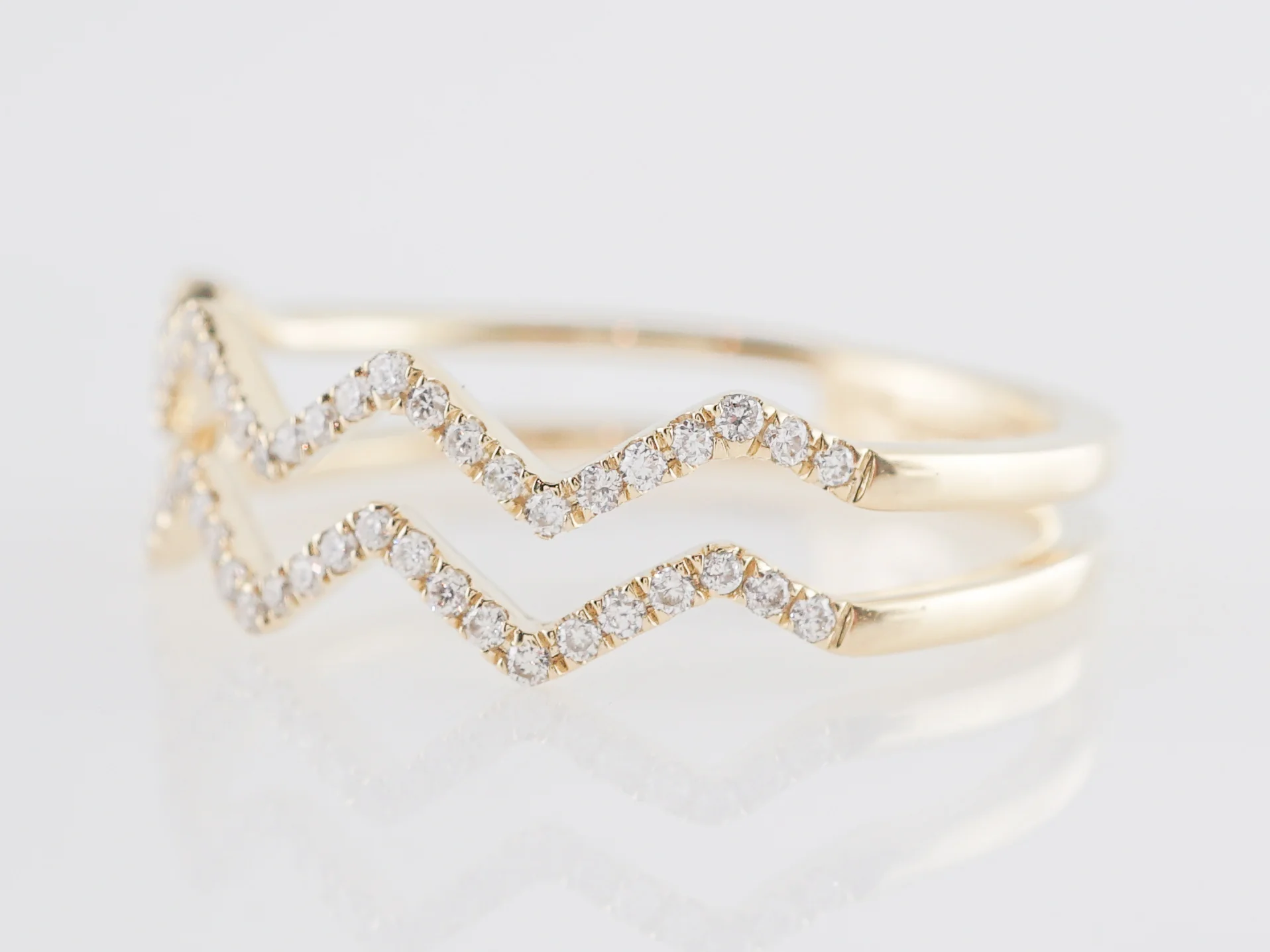 .18 Diamond Stacked Wedding Band in 14k Yellow Gold - Image 2