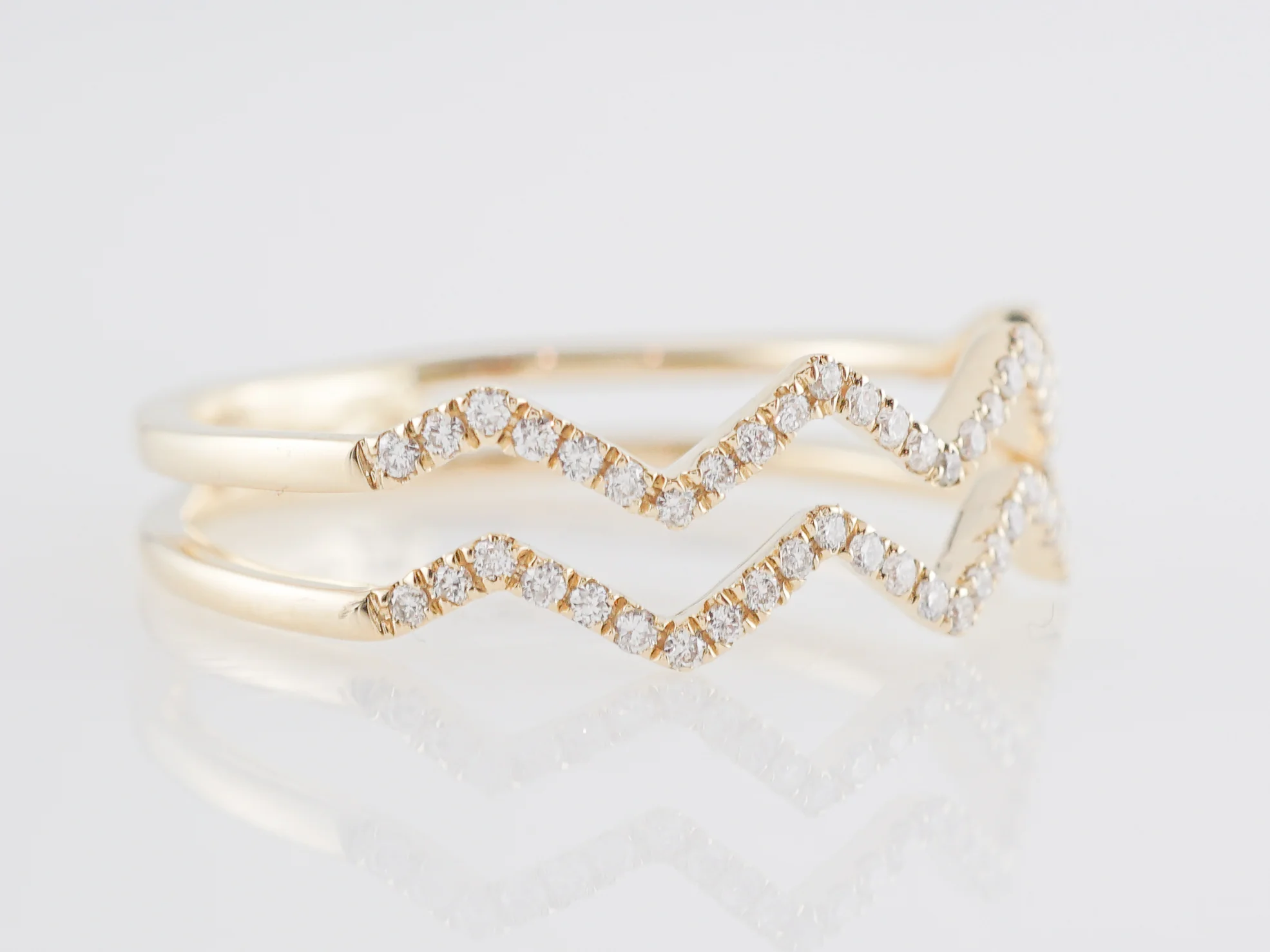 .18 Diamond Stacked Wedding Band in 14k Yellow Gold - Image 3