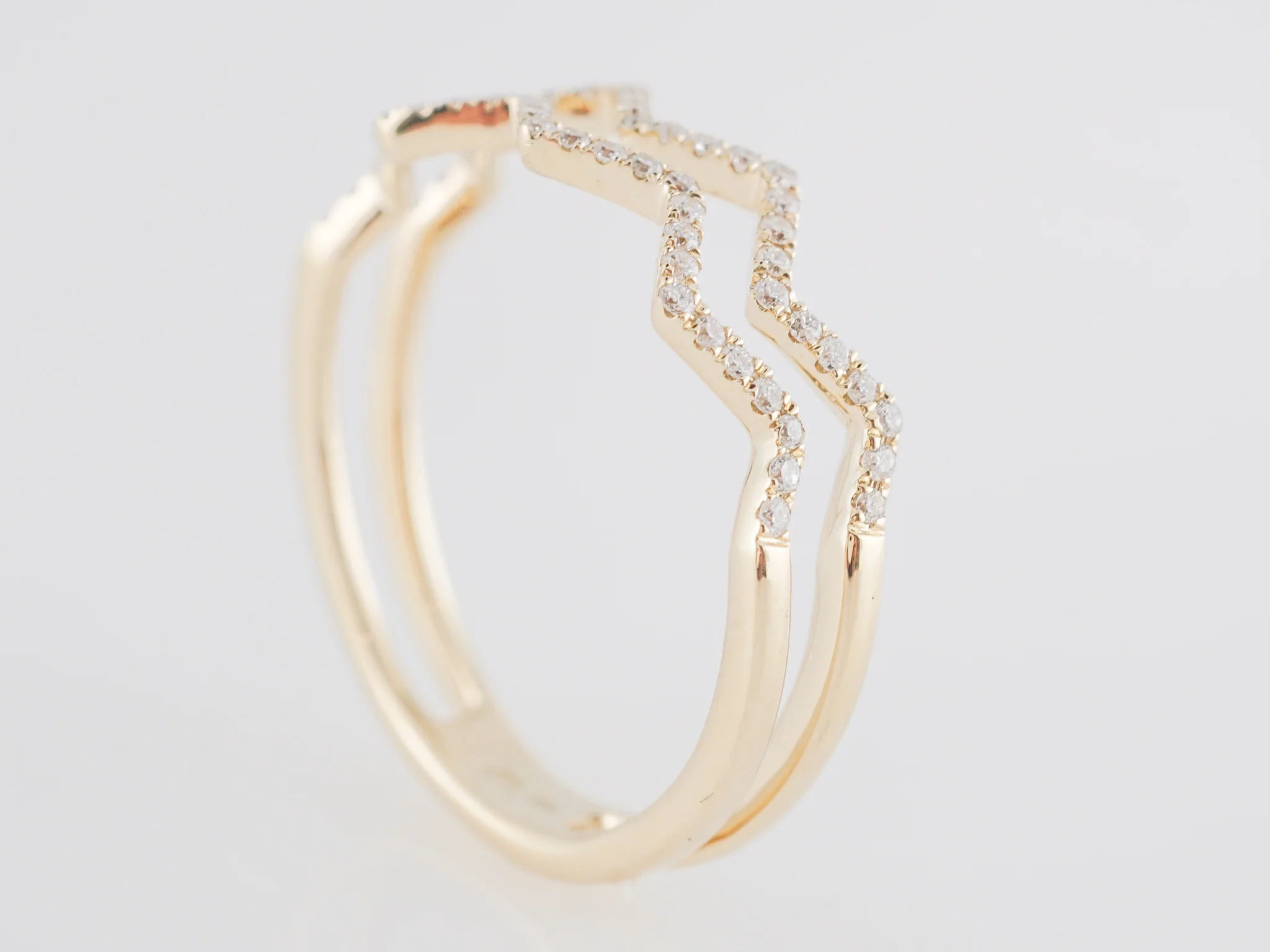 .18 Diamond Stacked Wedding Band in 14k Yellow Gold - Image 4