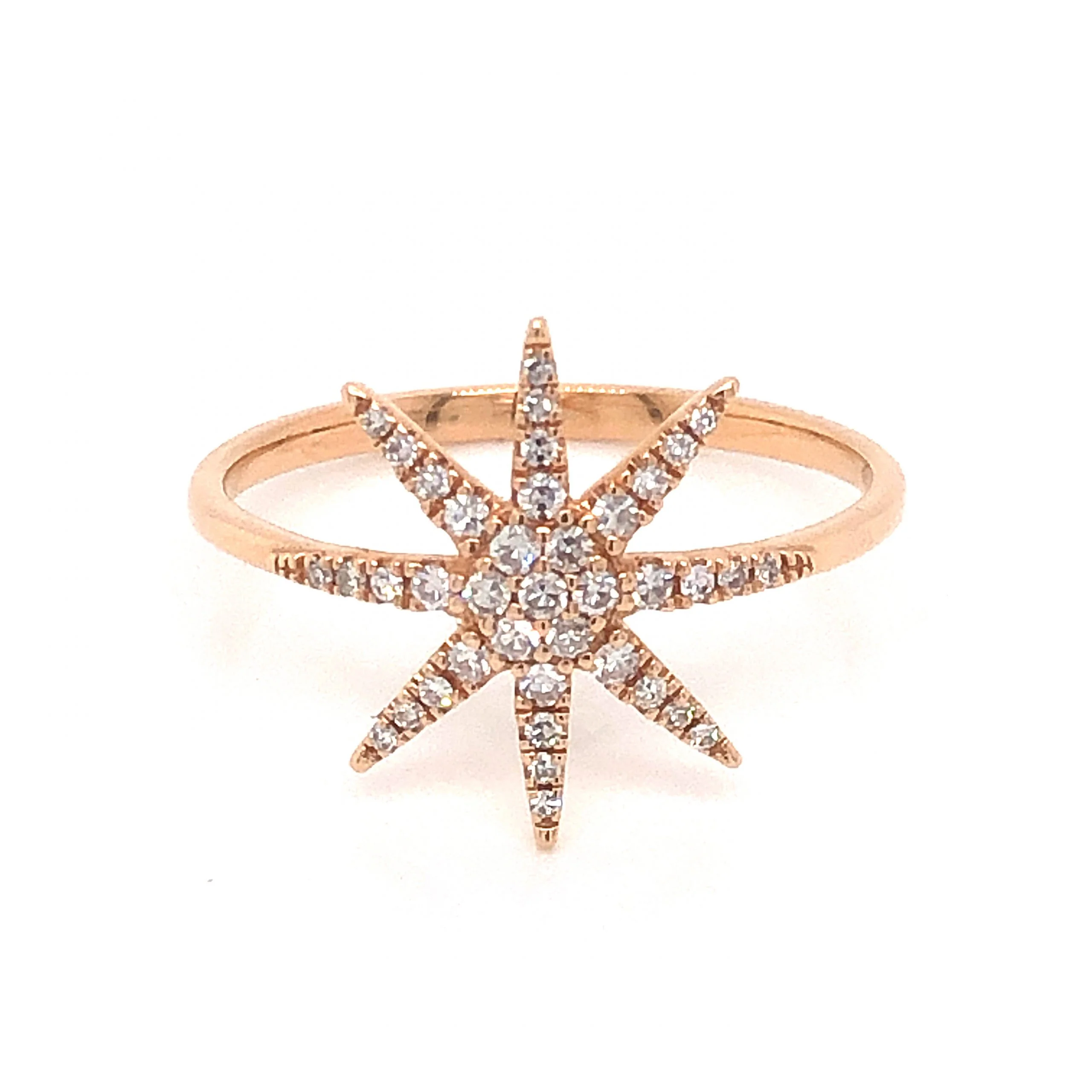 .18 Diamond Starburst Stacking Ring in 18k Rose Gold
