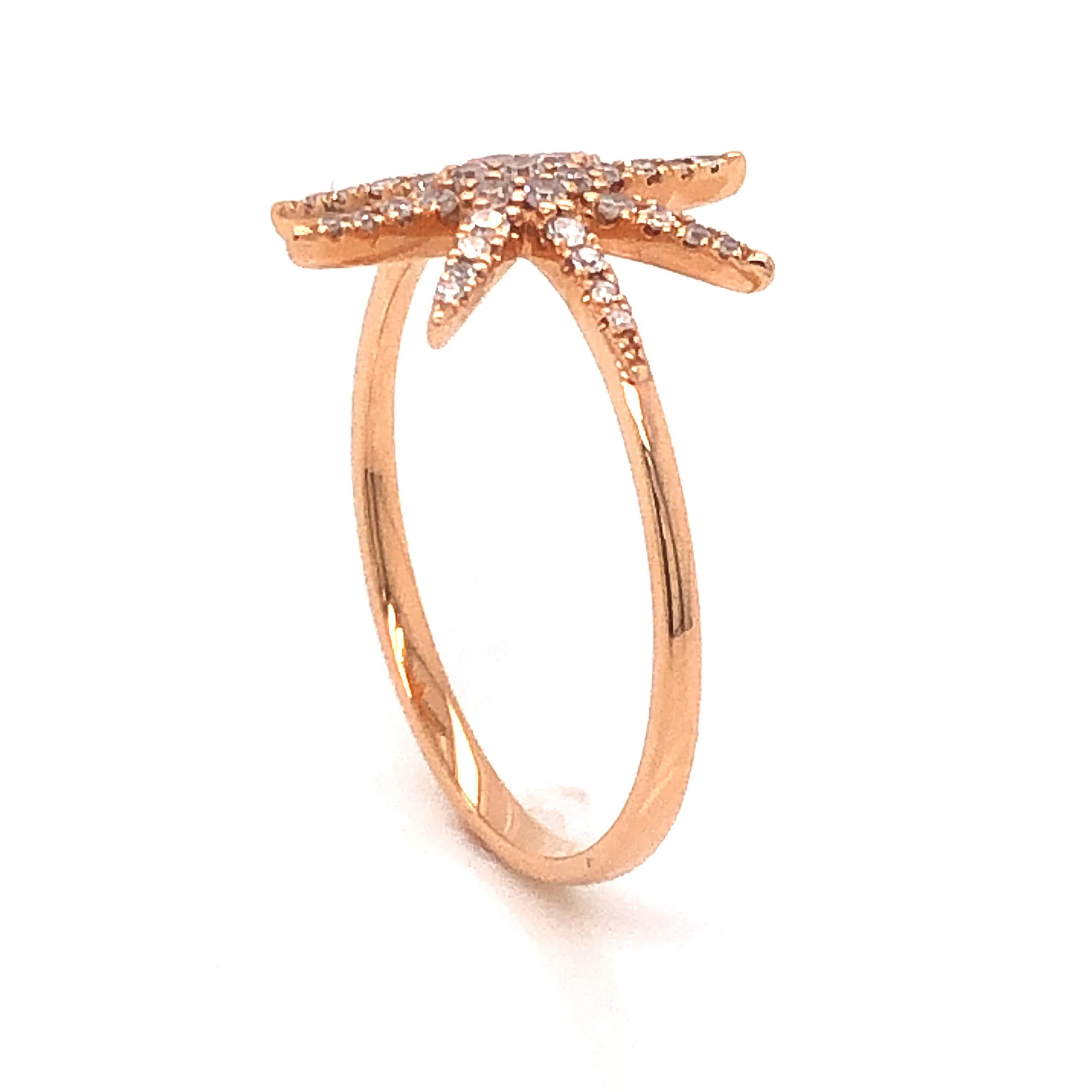 .18 Diamond Starburst Stacking Ring in 18k Rose Gold - Image 4