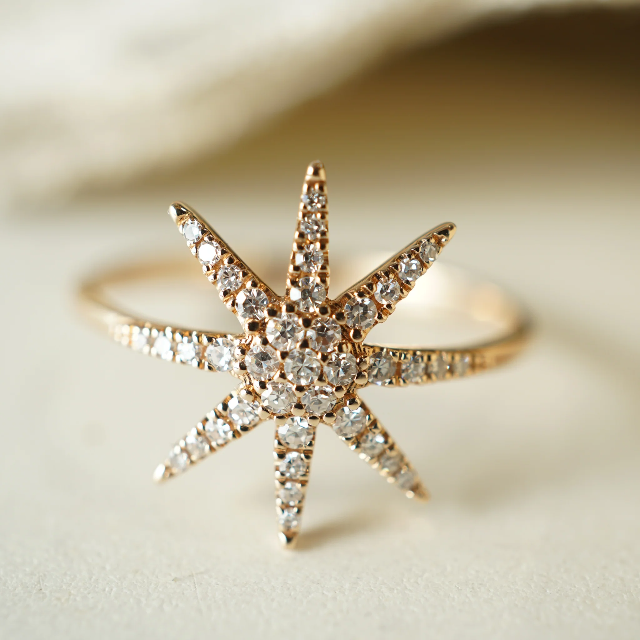 .18 Diamond Starburst Stacking Ring in 18k Rose Gold - Image 5