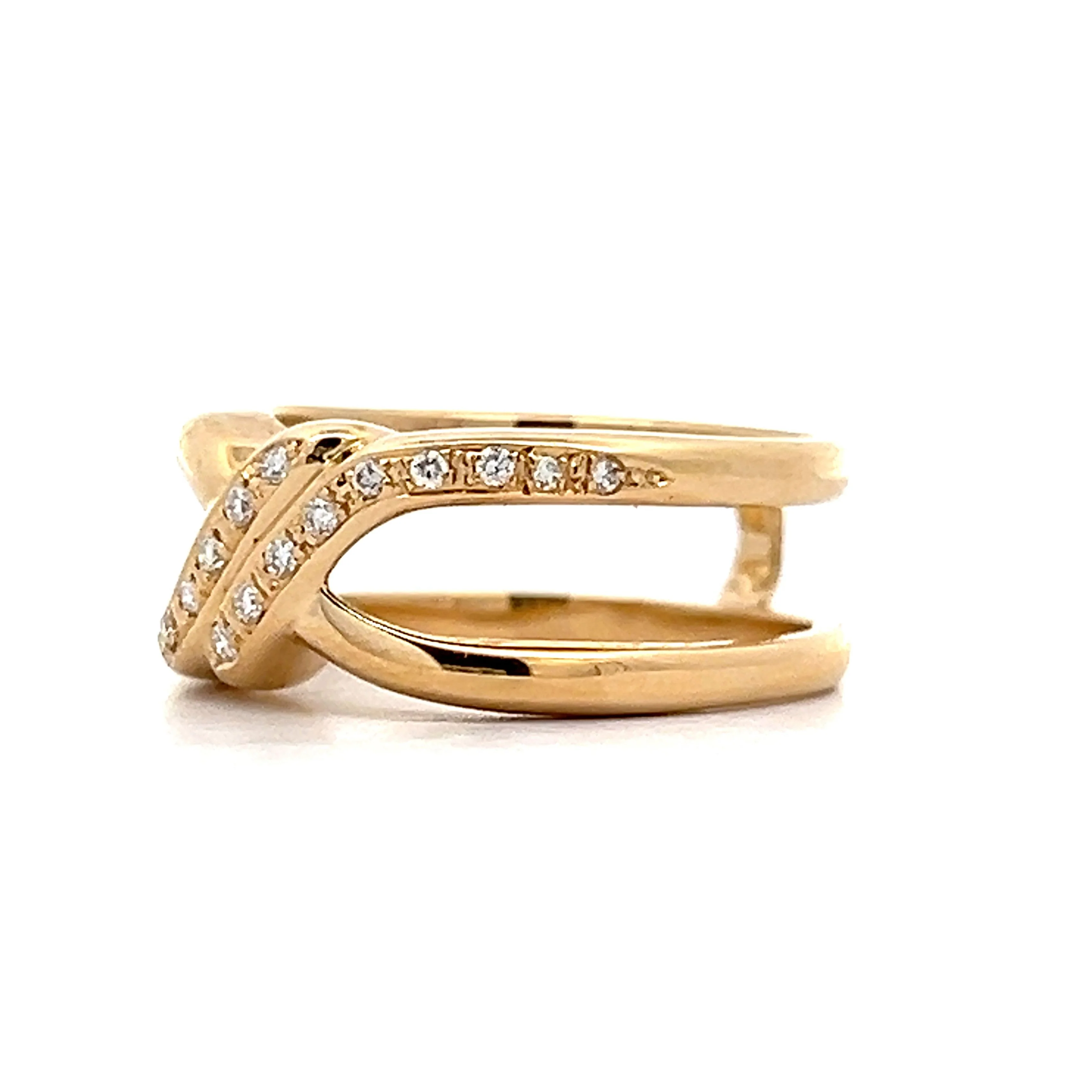 .18 Diamond X Stacking Ring in 18k Yellow Gold - Image 2