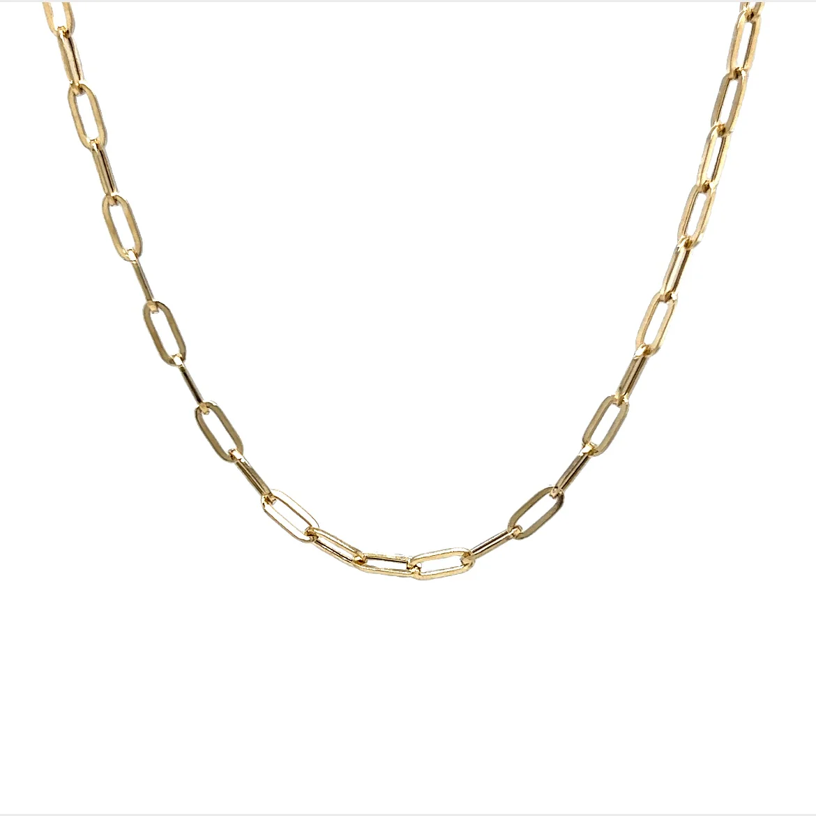18 Inch Classic Paperclip Chain Necklace in 14k Yellow Gold