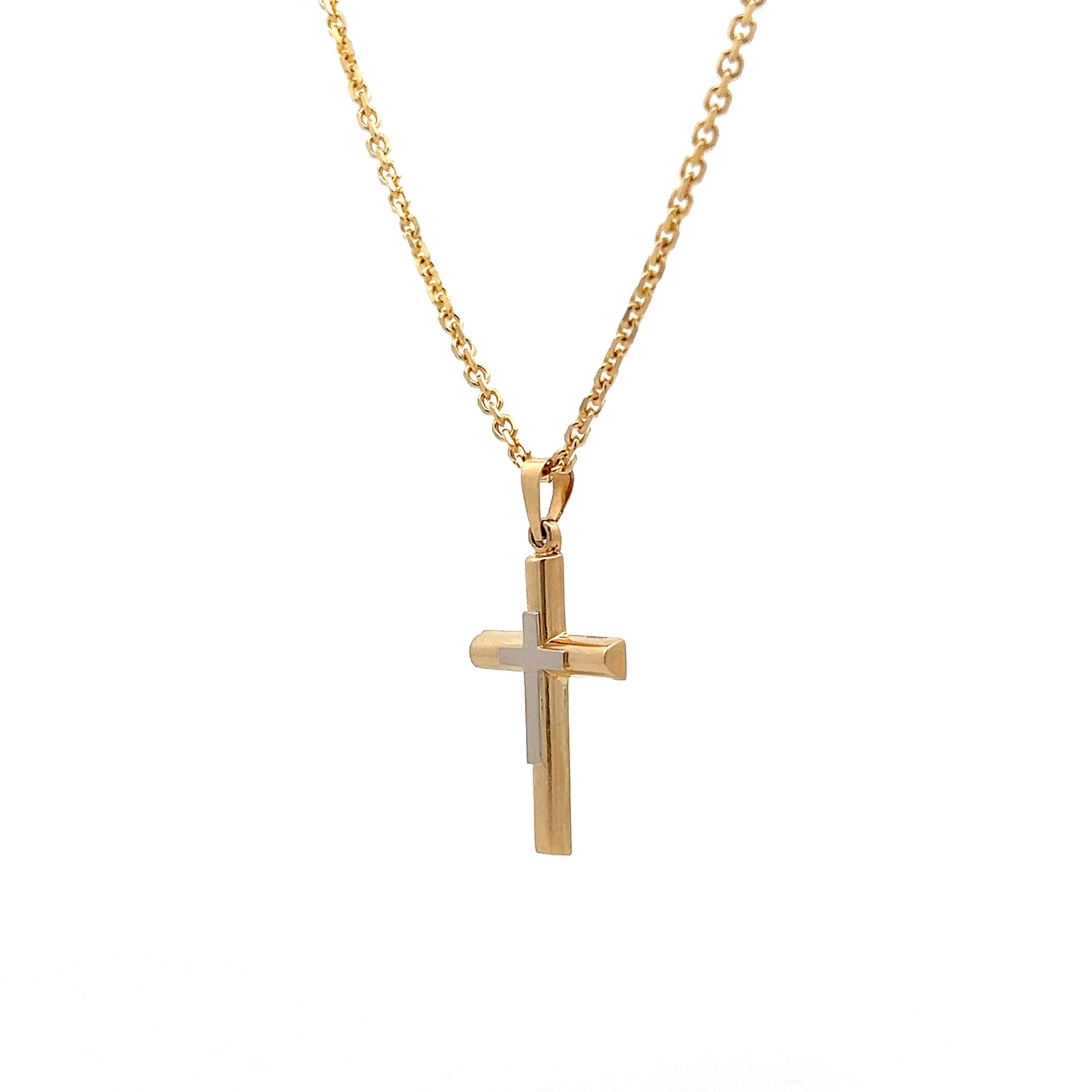 18 Inch Cross Pendant Necklace in 14k Gold - Image 2