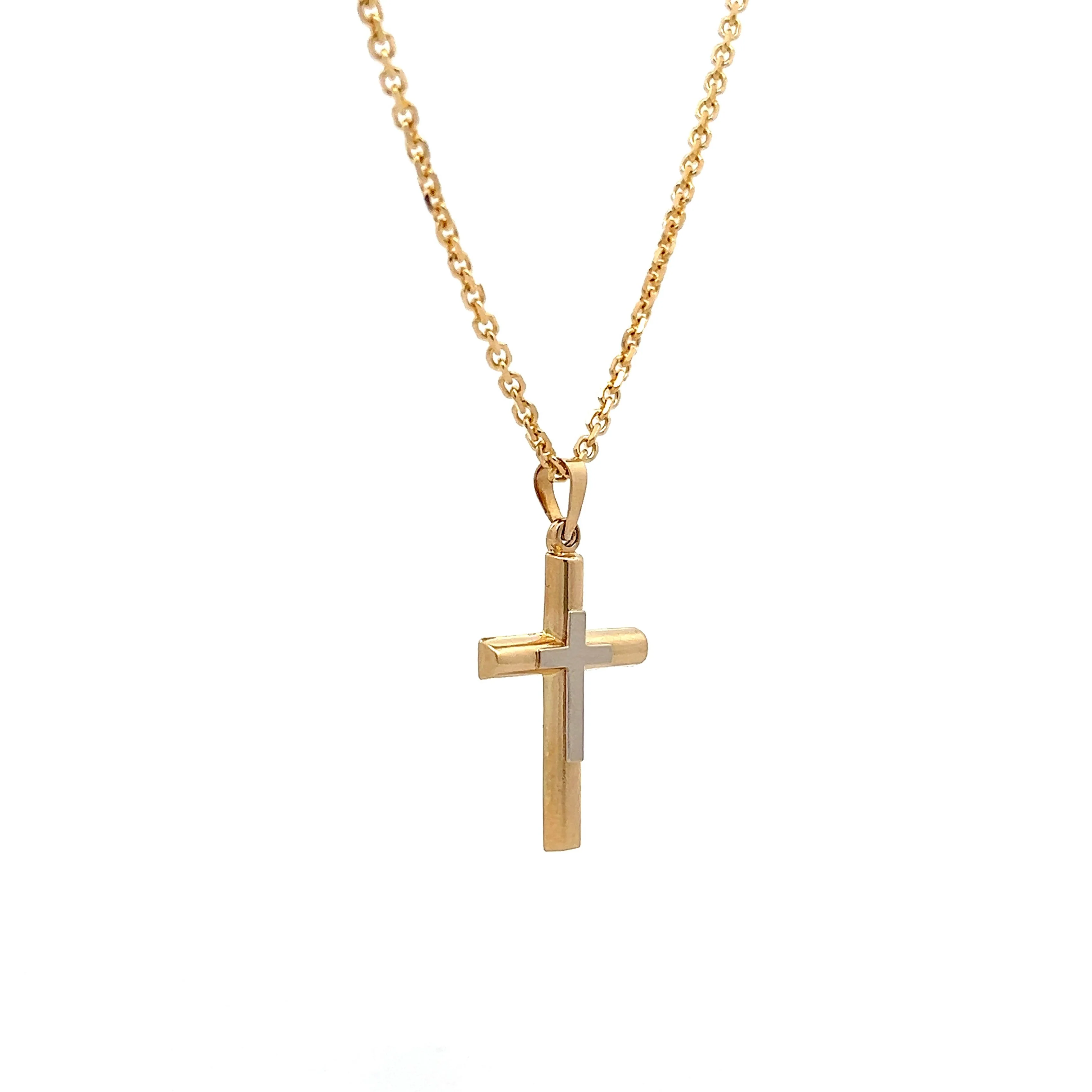 18 Inch Cross Pendant Necklace in 14k Gold - Image 3