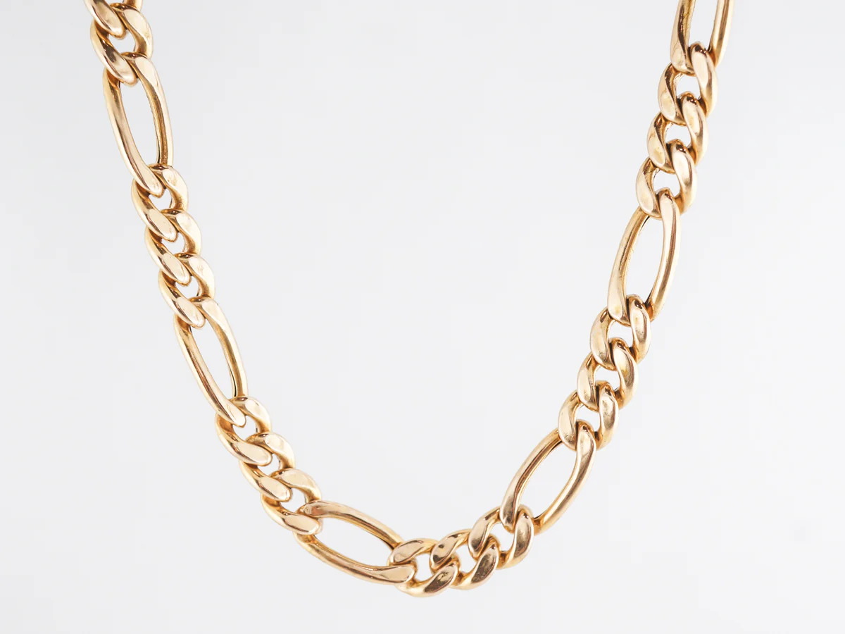 18 Inch Figaro Chain Necklace in 14k Yellow Gold - Image 2