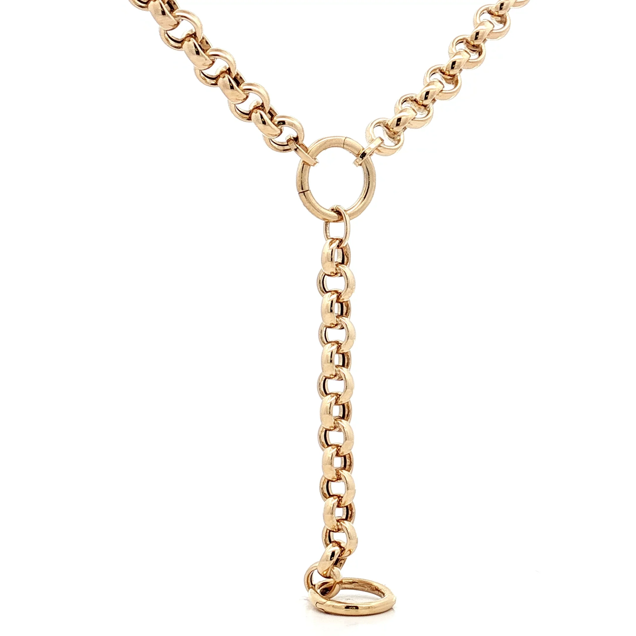 18 Inch Lariat Rolo Chain Necklace in 14k Yellow Gold - Image 3