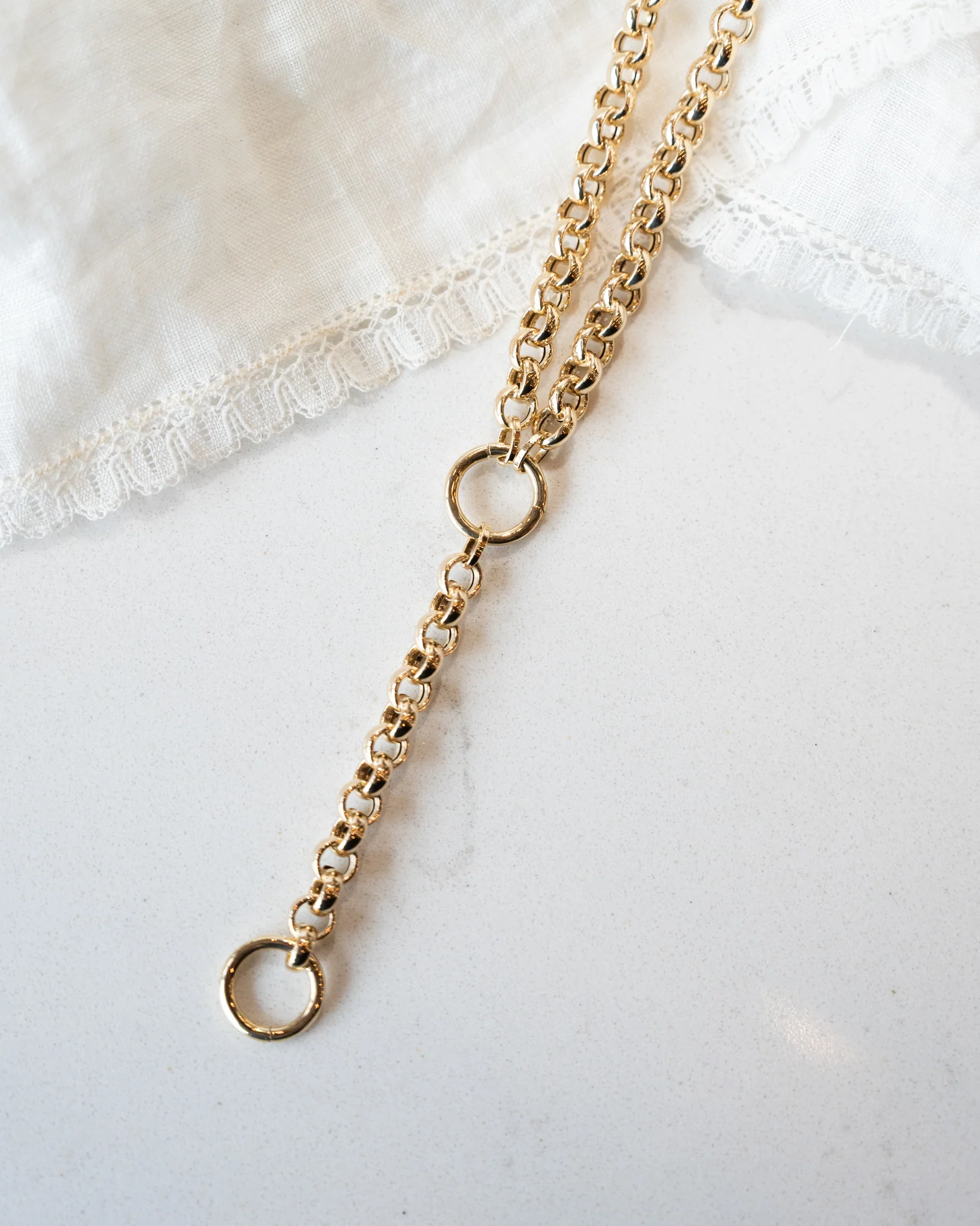 18 Inch Lariat Rolo Chain Necklace in 14k Yellow Gold - Image 4