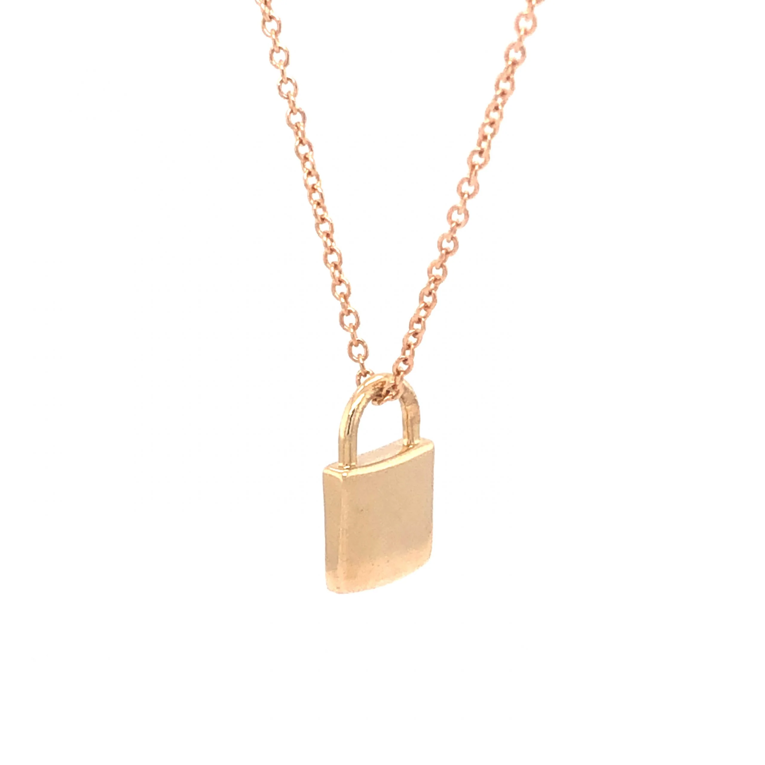 18 inch Lock Pendant Necklace in 14k Yellow Gold - Image 2
