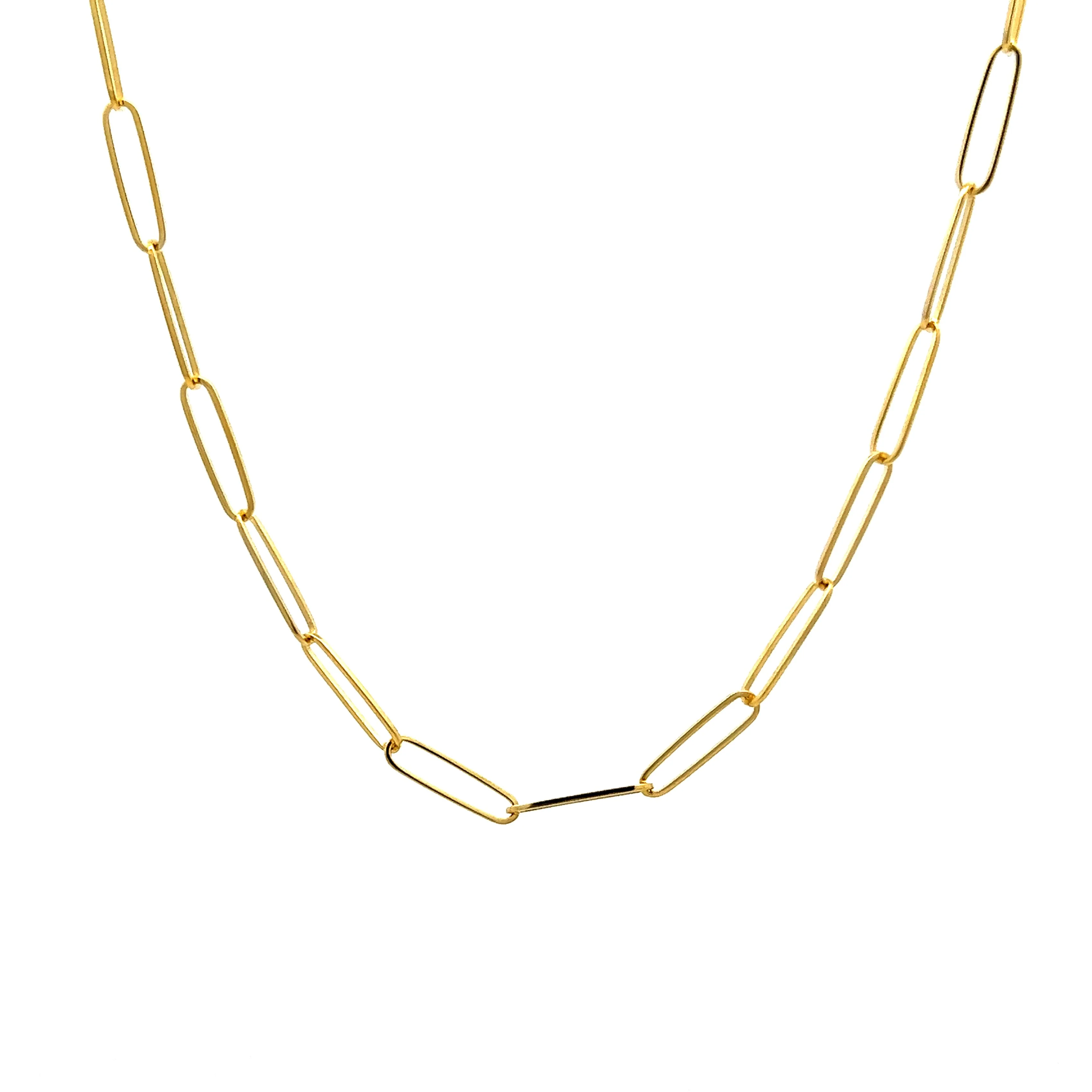 18 Inch Paperclip Chain Necklace in 14k Yellow Gold