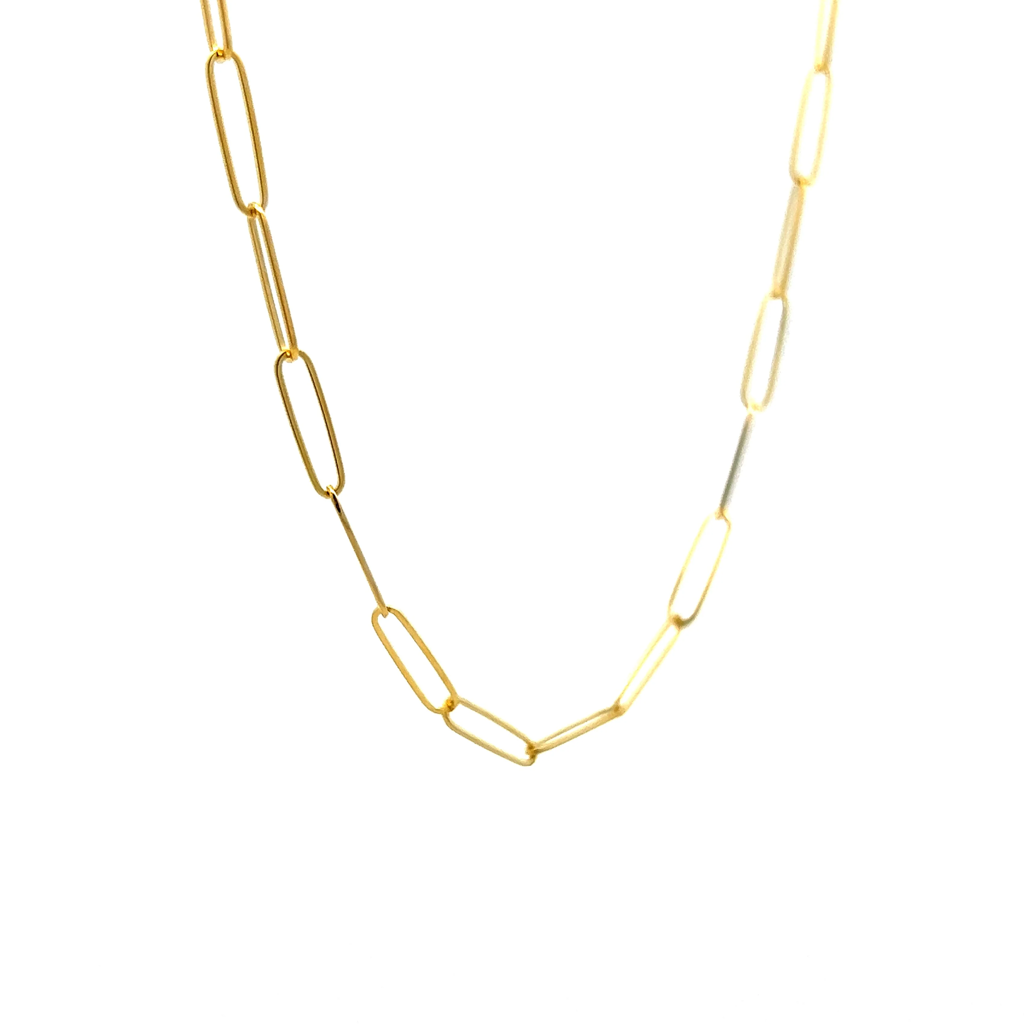 18 Inch Paperclip Chain Necklace in 14k Yellow Gold - Image 3