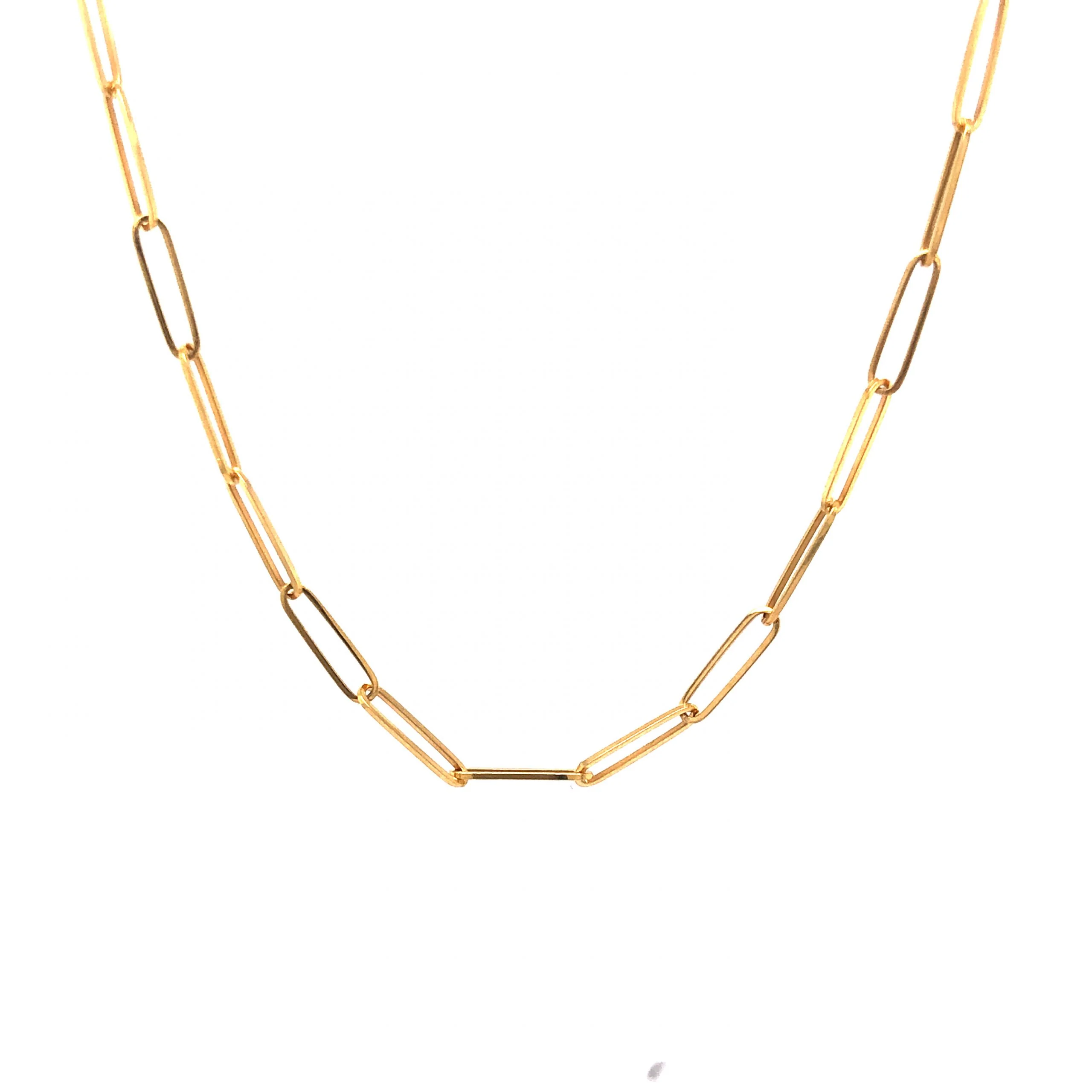 18 Inch Paperclip Chain Necklace in 14k Yellow Gold - Image 2