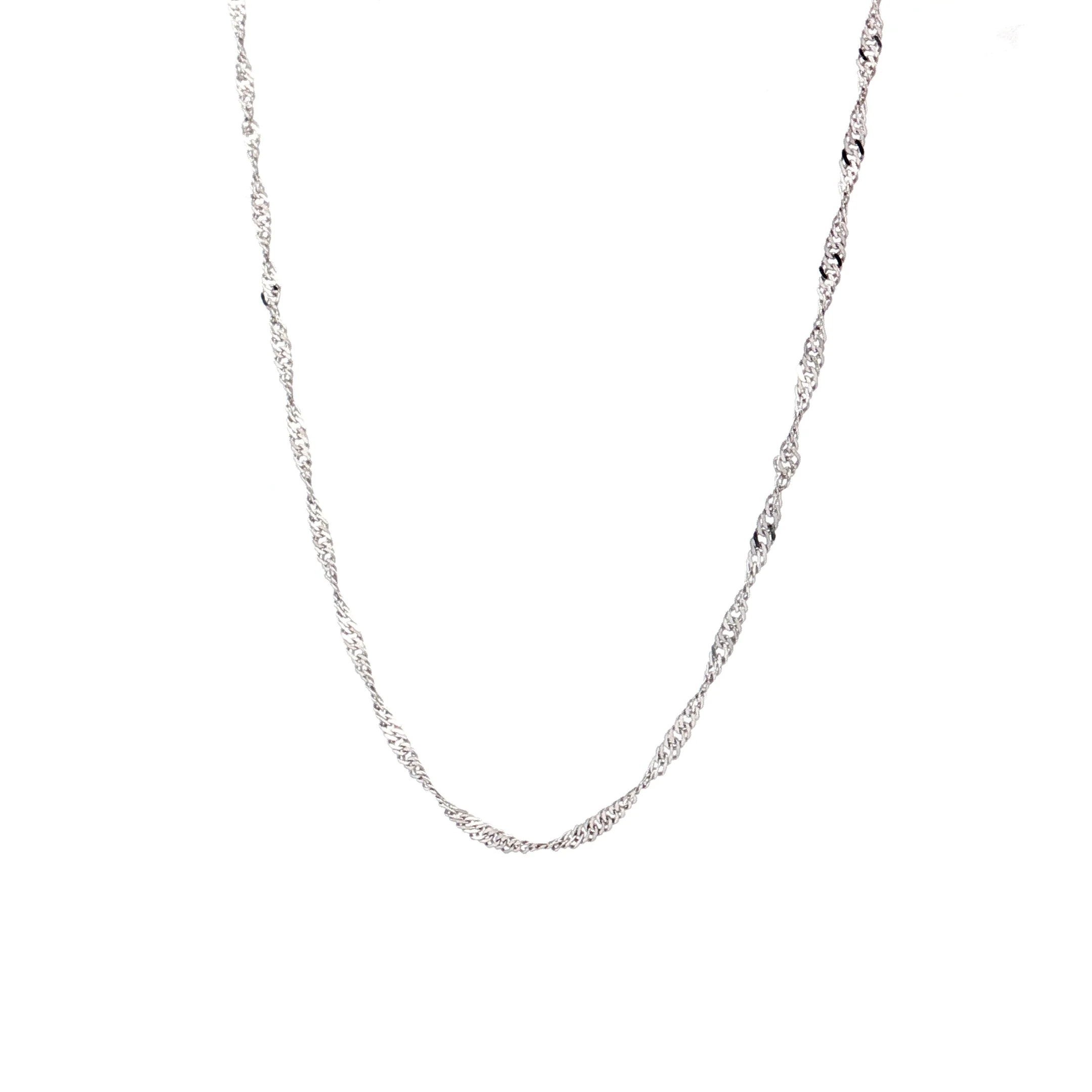 18 Inch Singapore Chain Necklace in 14k White Gold - Image 2