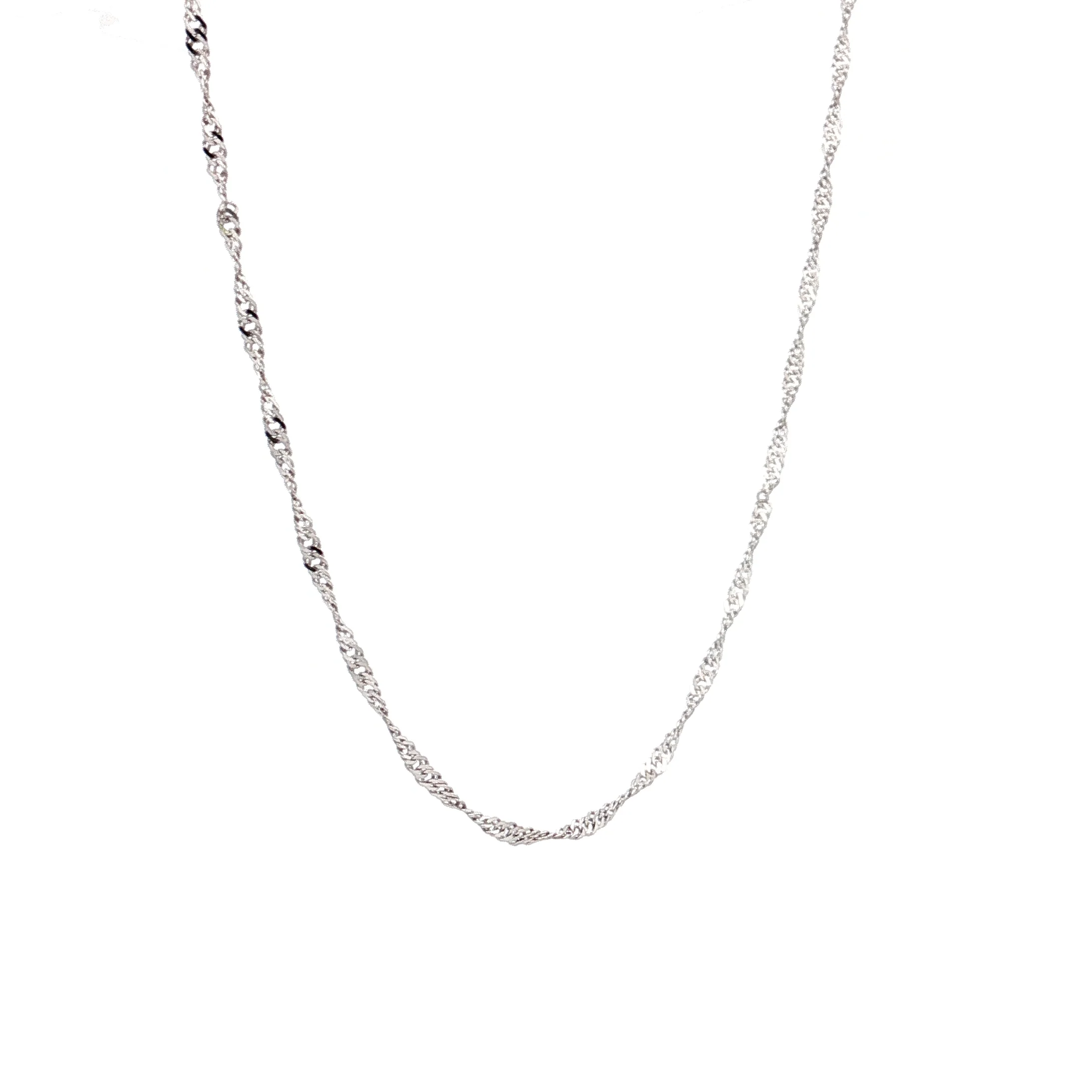 18 Inch Singapore Chain Necklace in 14k White Gold - Image 3
