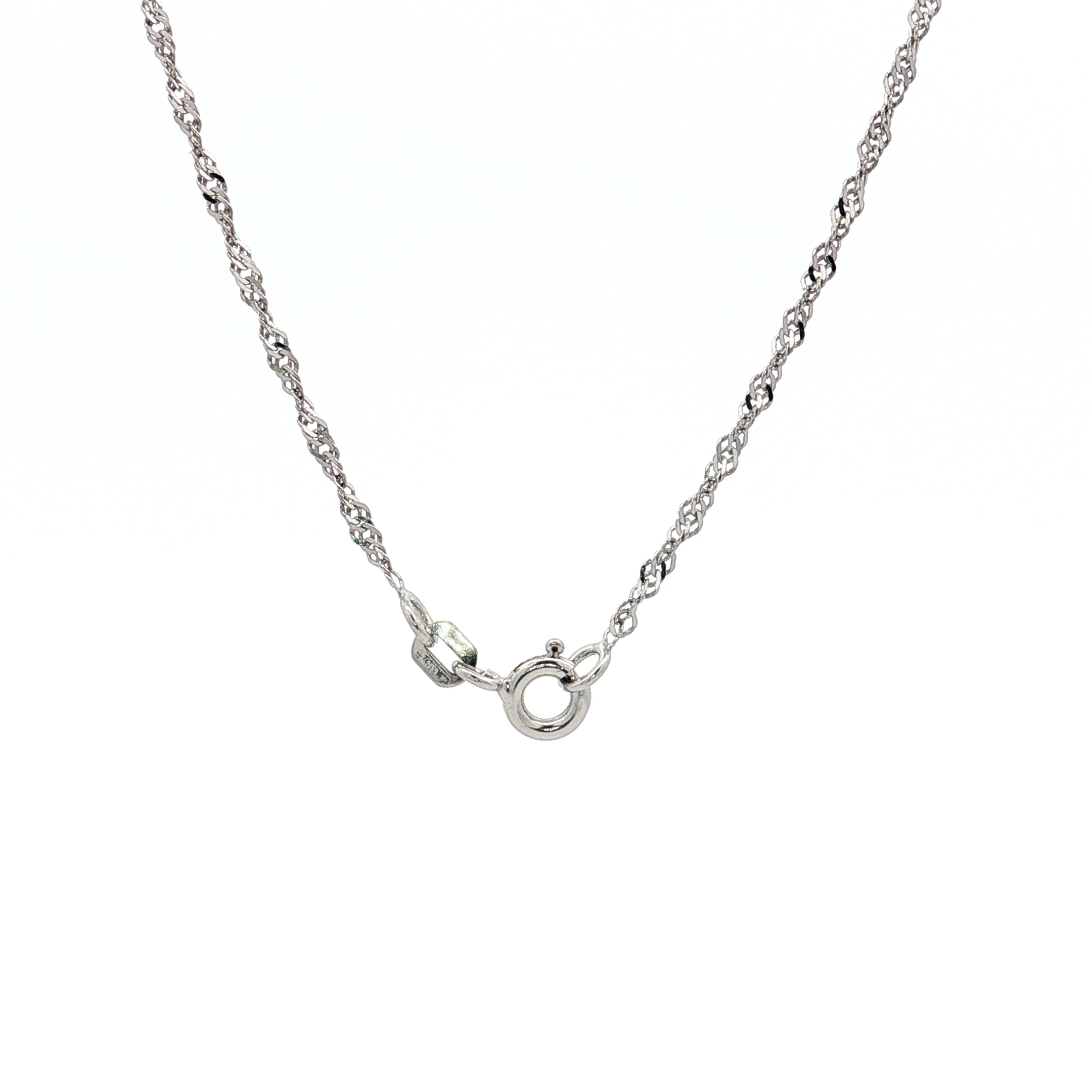 18 Inch Singapore Chain Necklace in 14k White Gold - Image 4