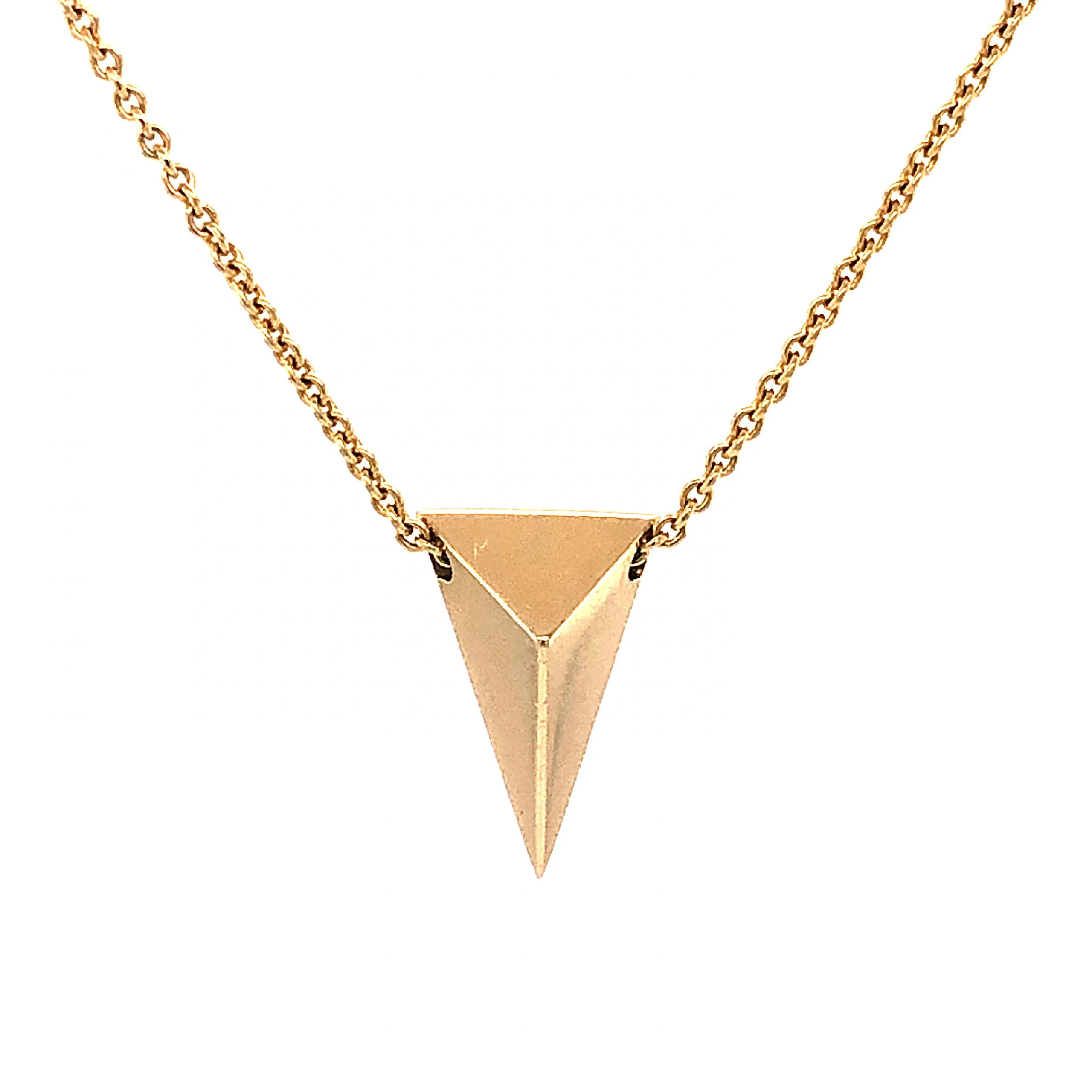 18 Inch Triangular Pendant Necklace in 14k Yellow Gold - Image 2