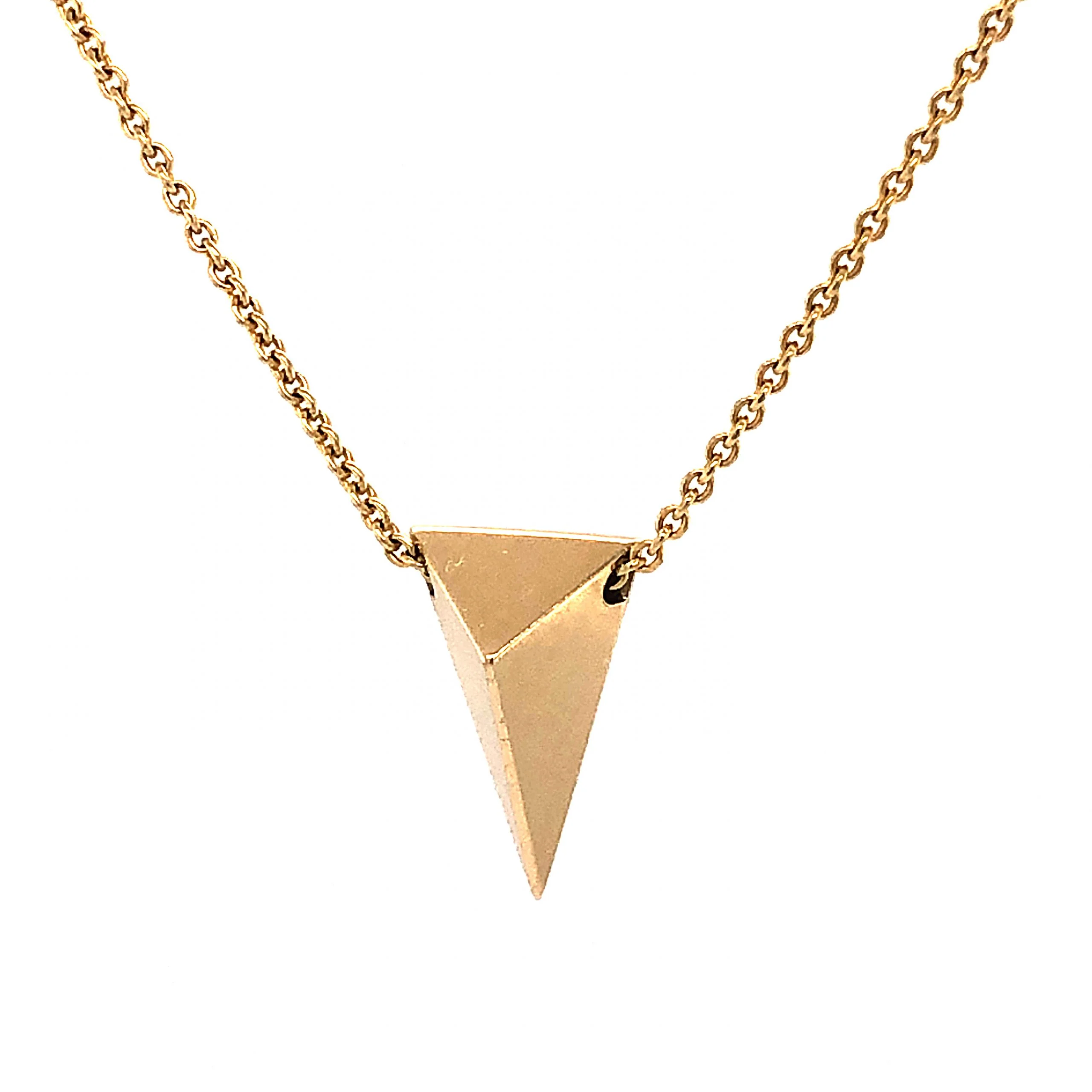 18 Inch Triangular Pendant Necklace in 14k Yellow Gold - Image 3