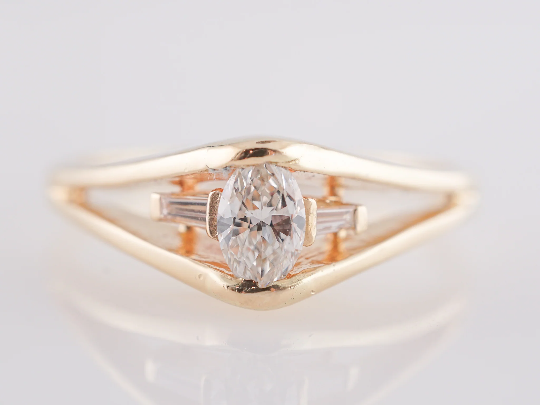 .18 Marquise Diamond Engagement Ring in 14K Yellow Gold