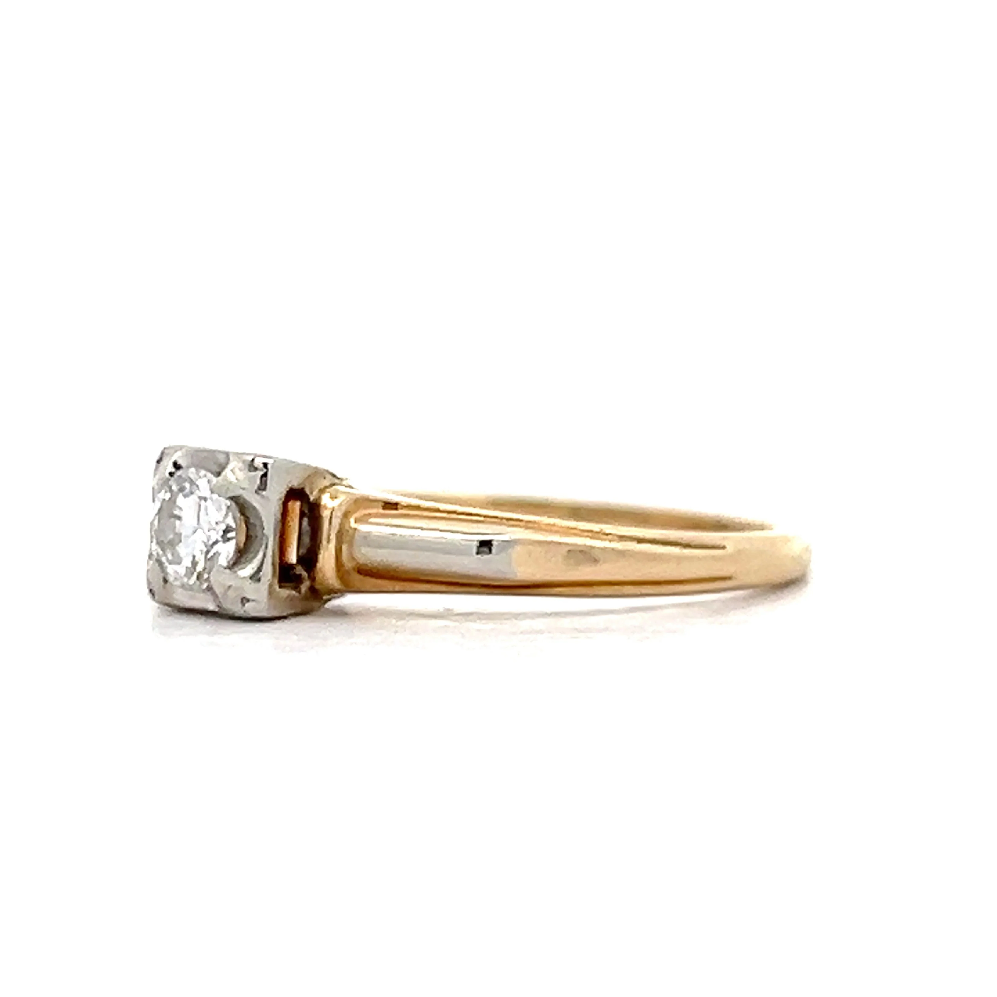 .18 Retro Solitaire Engagement Ring in Yellow & White Gold - Image 2