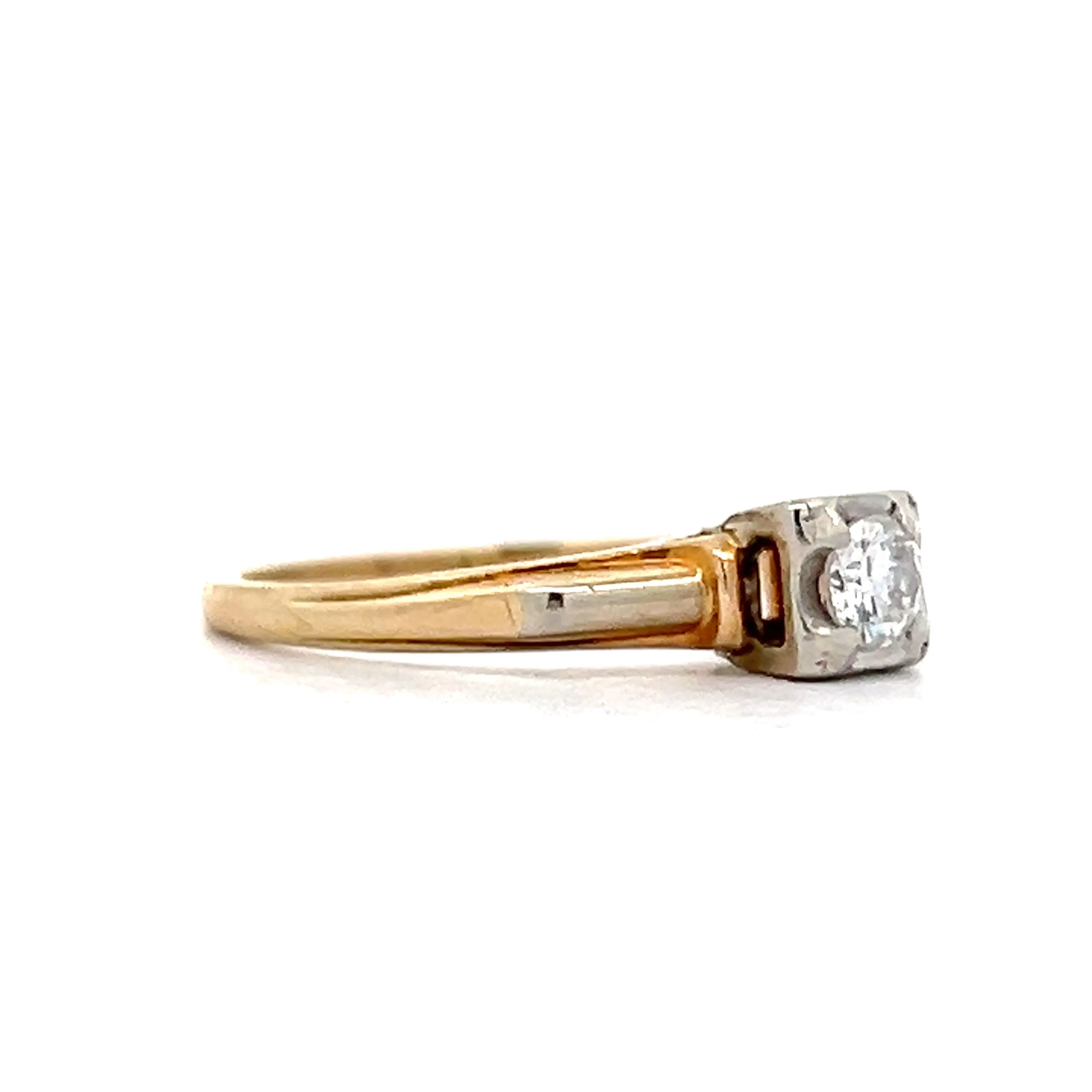 .18 Retro Solitaire Engagement Ring in Yellow & White Gold - Image 3