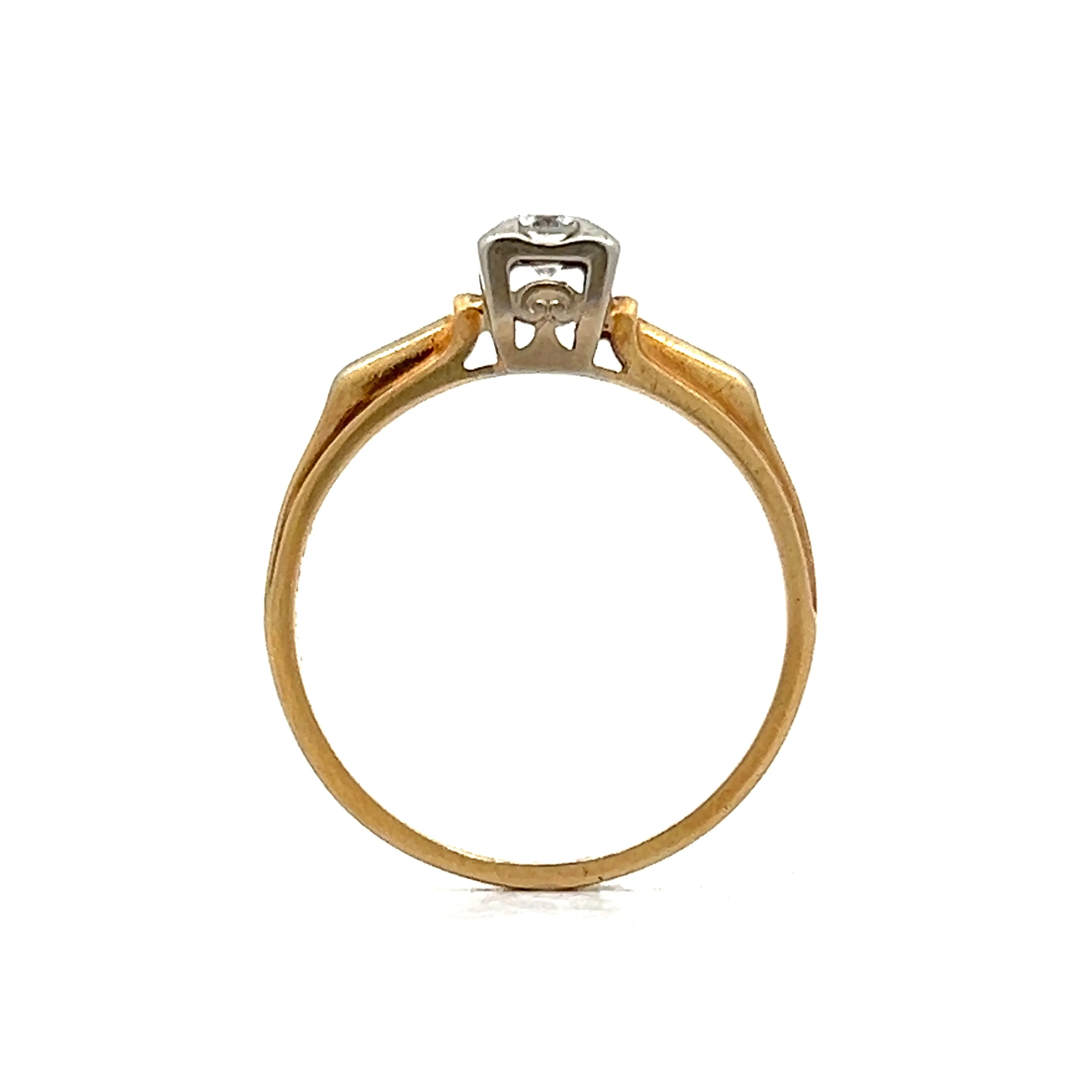.18 Retro Solitaire Engagement Ring in Yellow & White Gold - Image 4