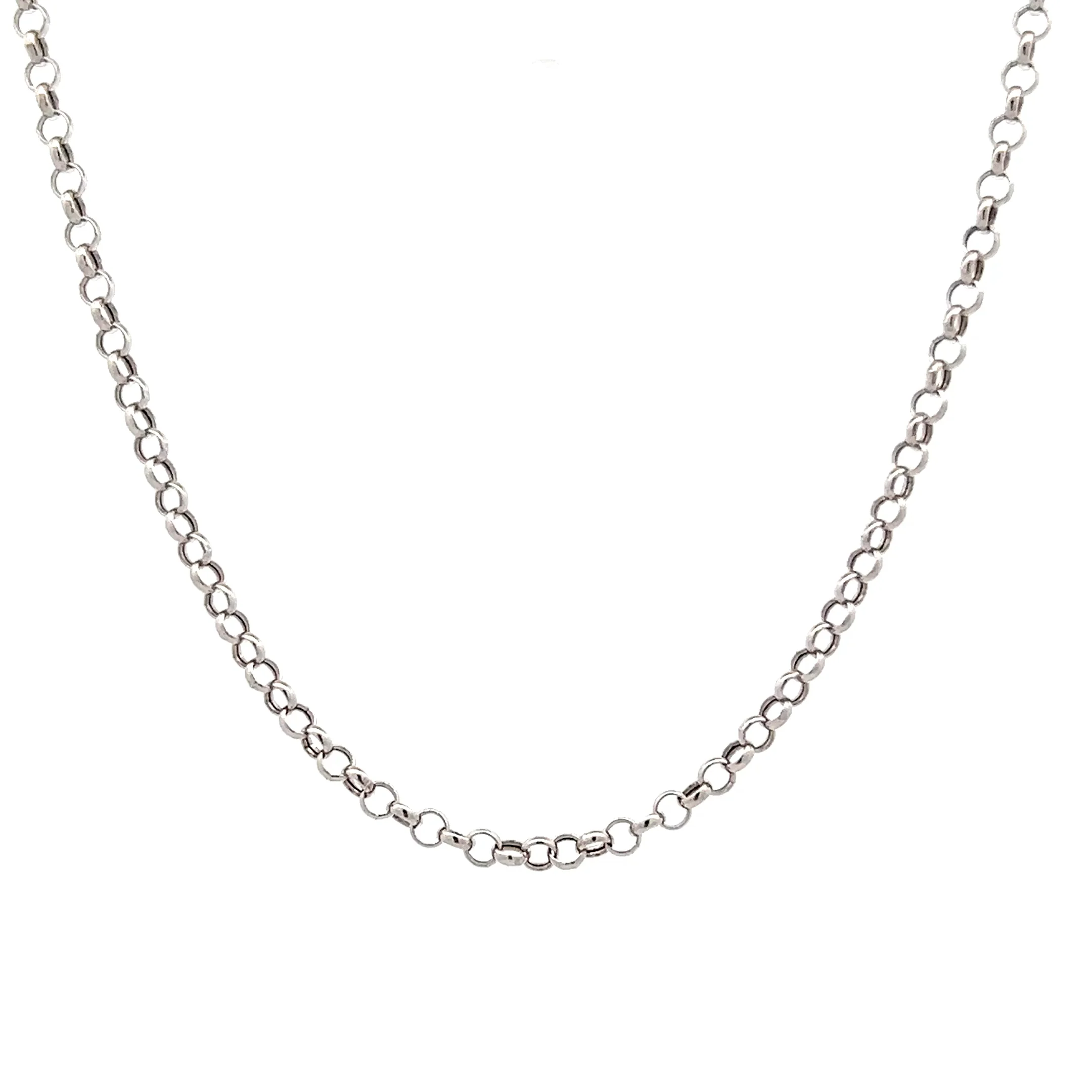 18" Rolo Pattern Chain Necklace 18k White Gold