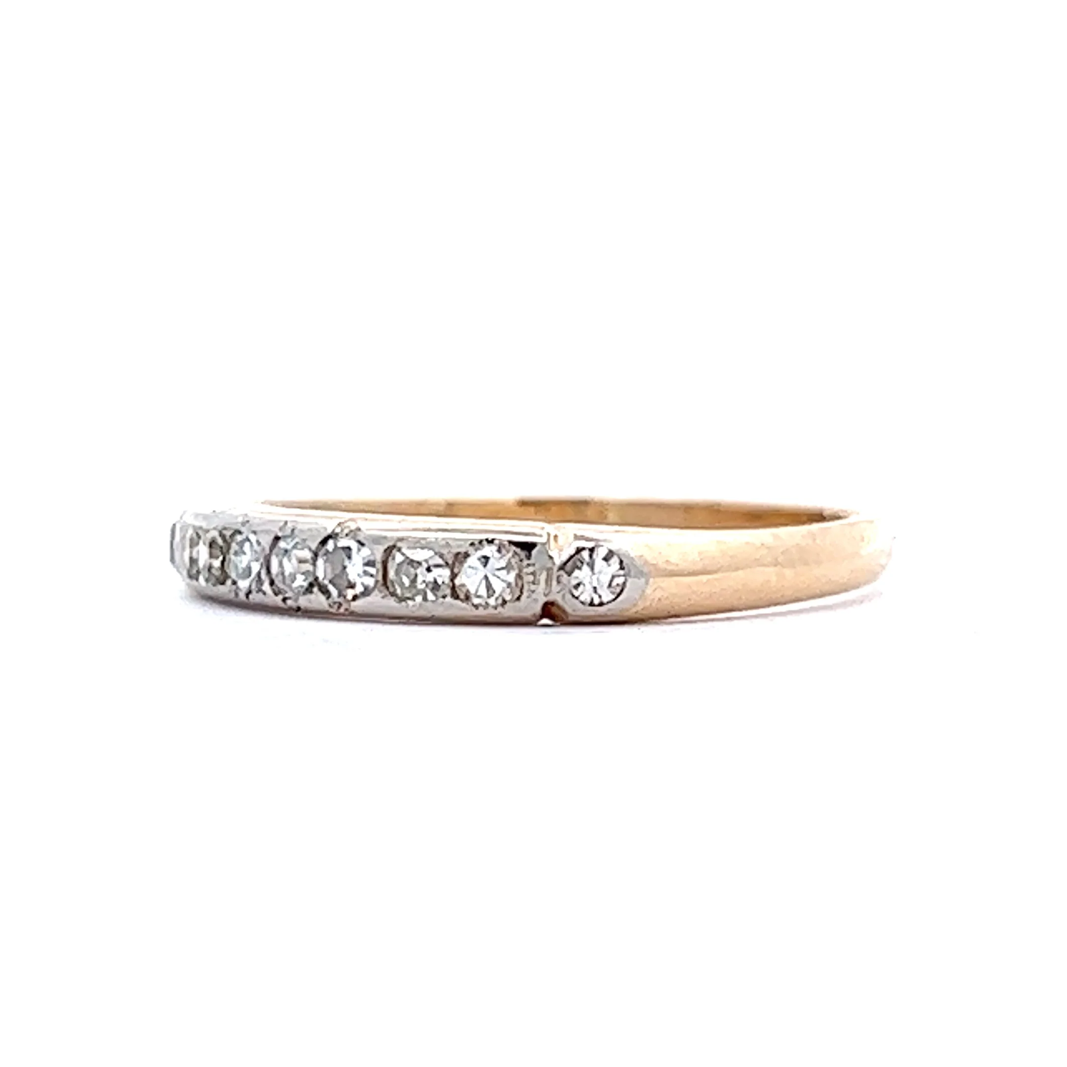 Vintage Retro Single Cut Diamond Wedding Band in 14k Yellow Gold - Image 2