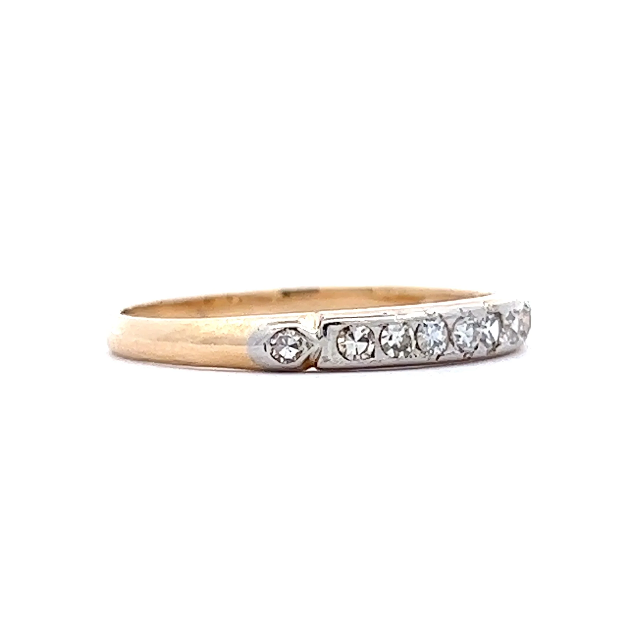 Vintage Retro Single Cut Diamond Wedding Band in 14k Yellow Gold - Image 3