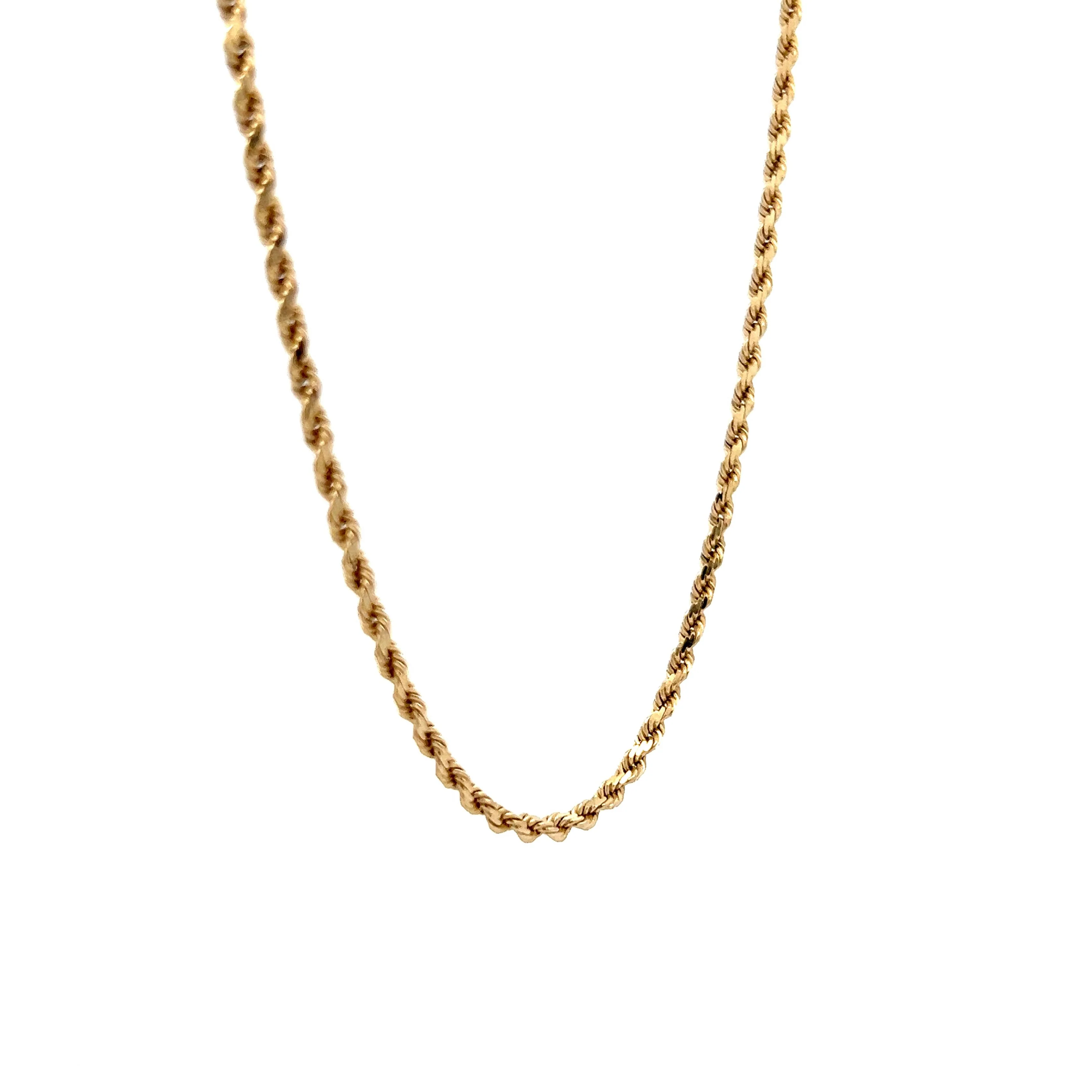 18" Unisex Rope Chain Necklace in 14k Yellow Gold - Image 3
