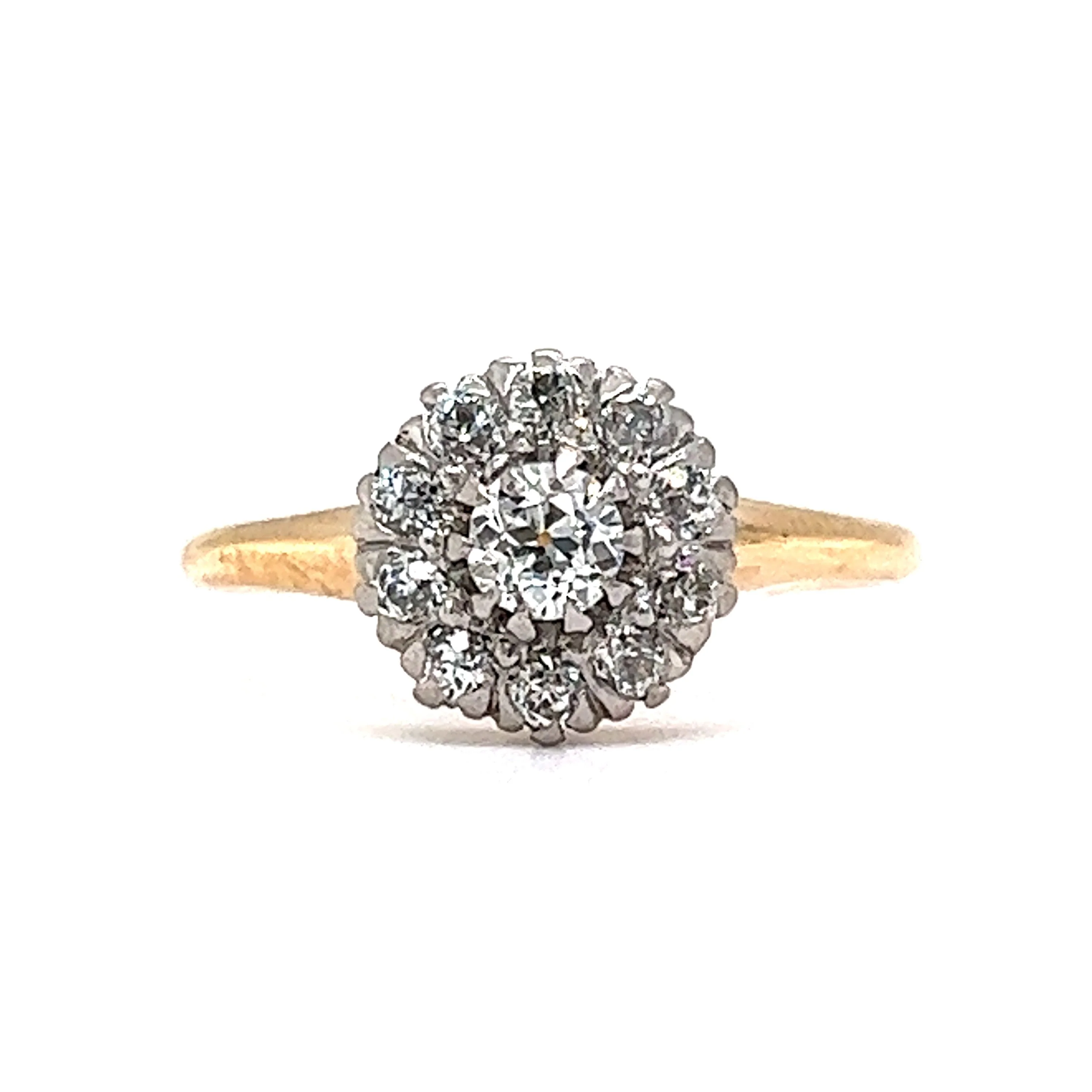 .18 Victorian Halo Diamond Engagement Ring in 14k & Platinum