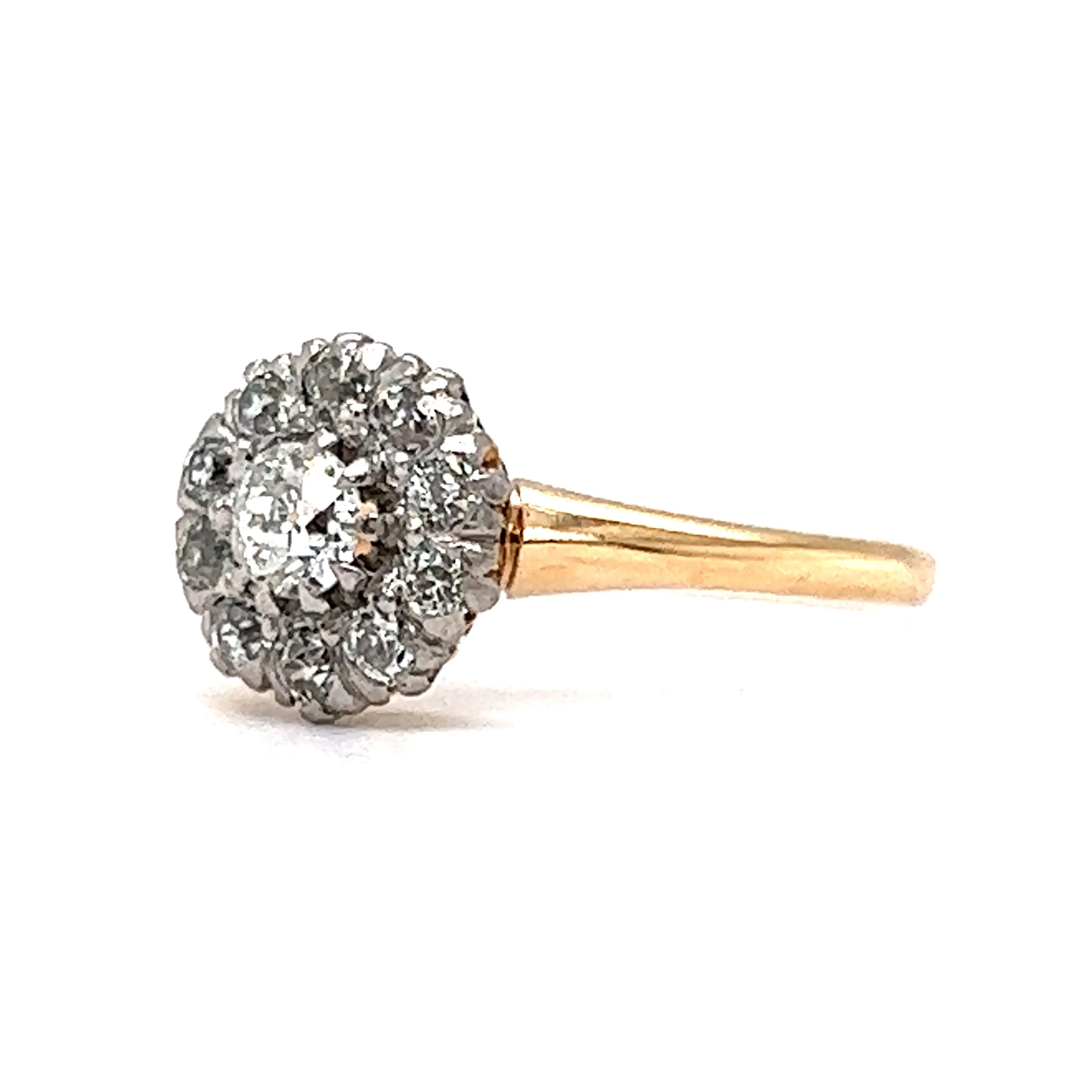.18 Victorian Halo Diamond Engagement Ring in 14k & Platinum - Image 2