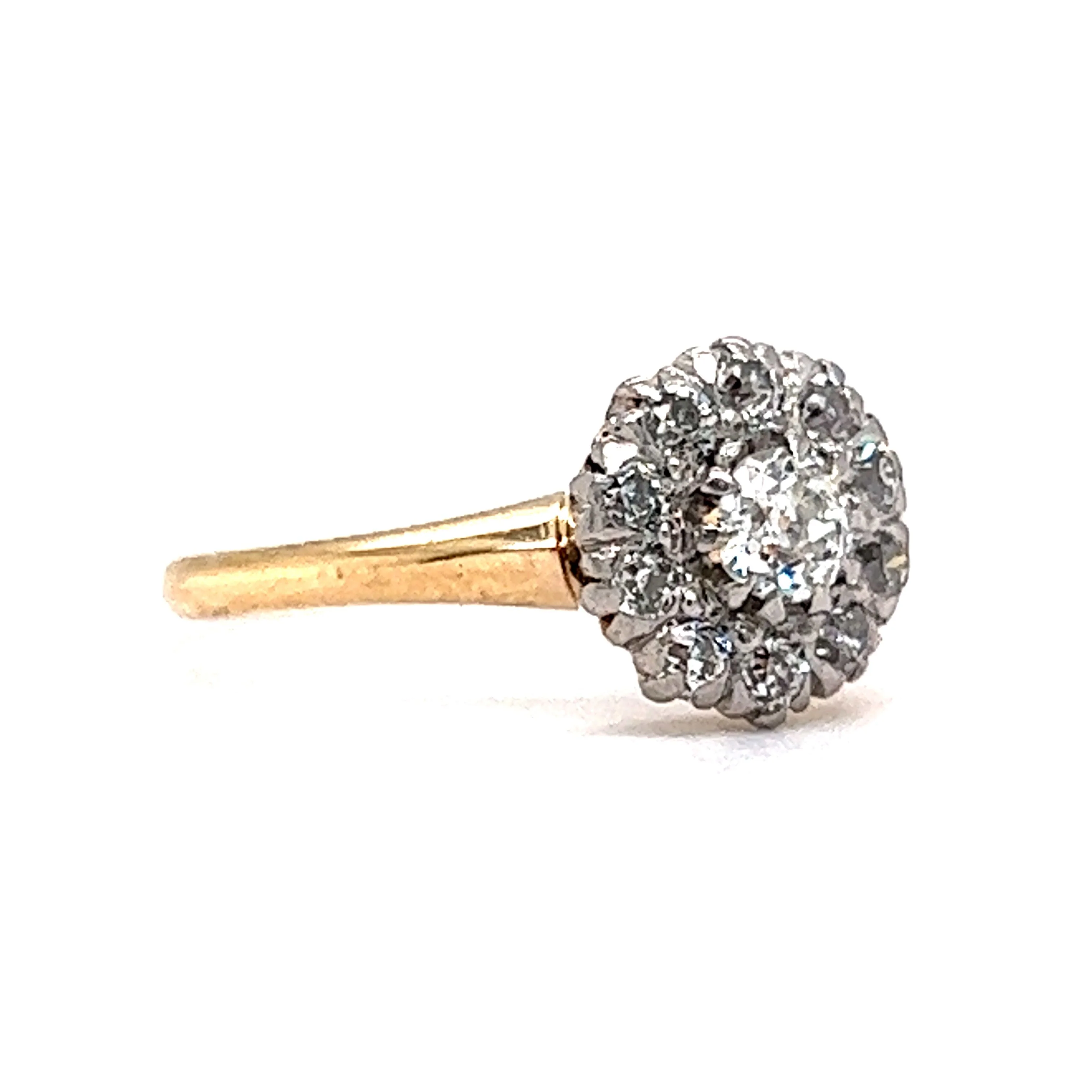 .18 Victorian Halo Diamond Engagement Ring in 14k & Platinum - Image 3