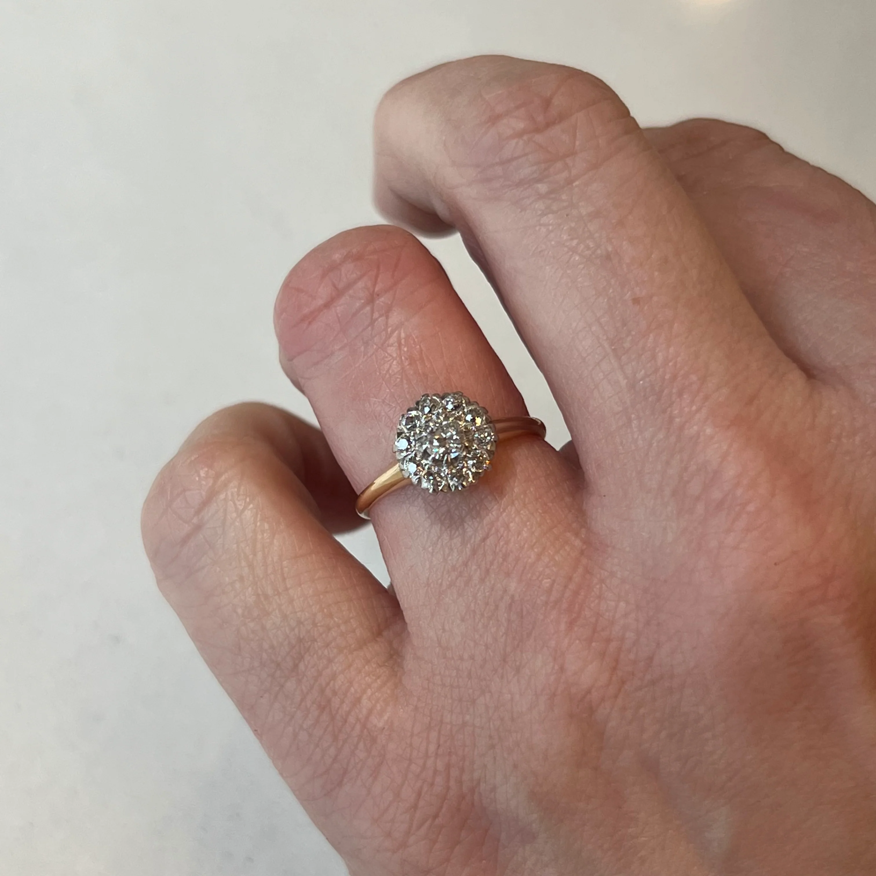 .18 Victorian Halo Diamond Engagement Ring in 14k & Platinum - Image 6