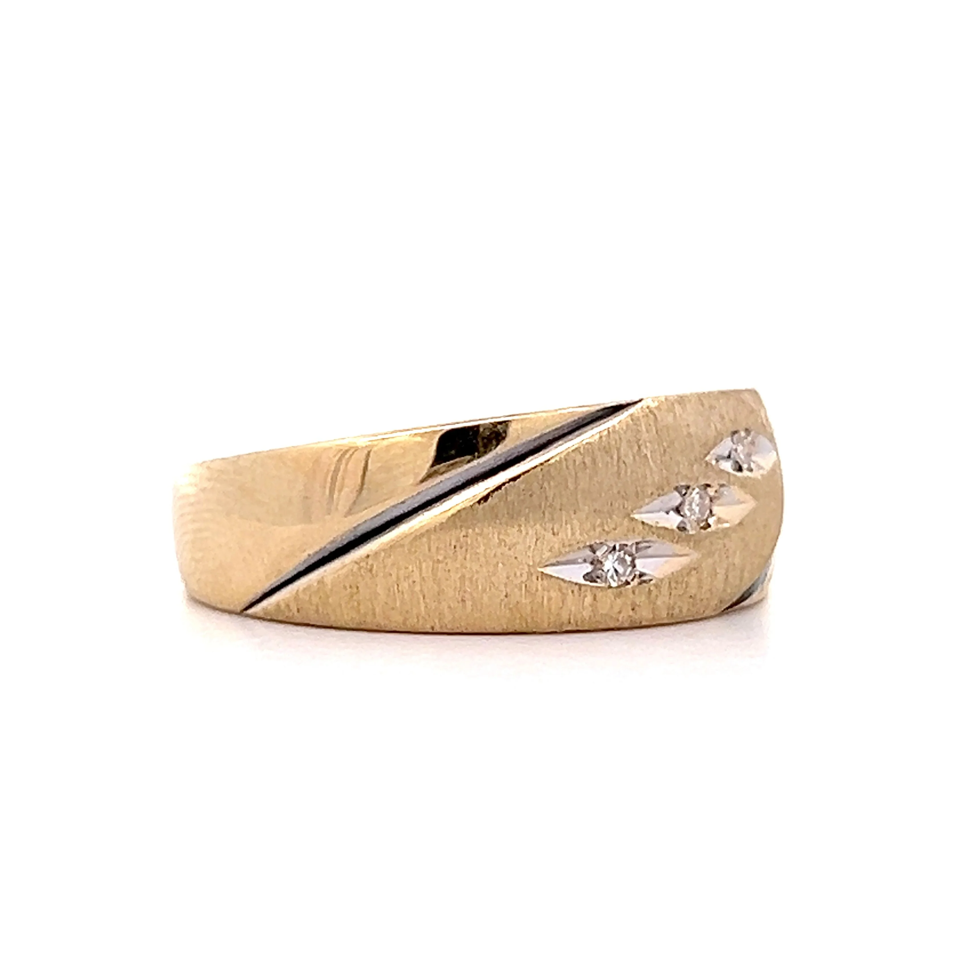 .18 Vintage Mens Diamond Wedding Band in 14k Yellow Gold - Image 3