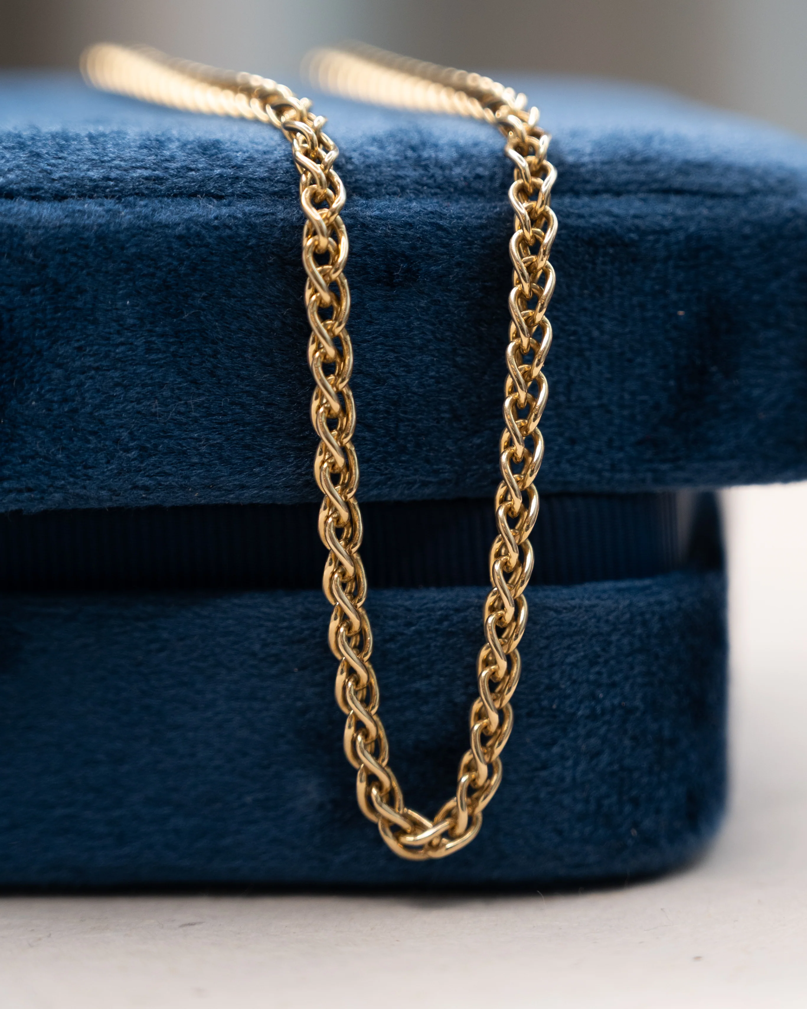 18" Woven Wheat Chain Necklace 14k Yellow Gold - Image 6