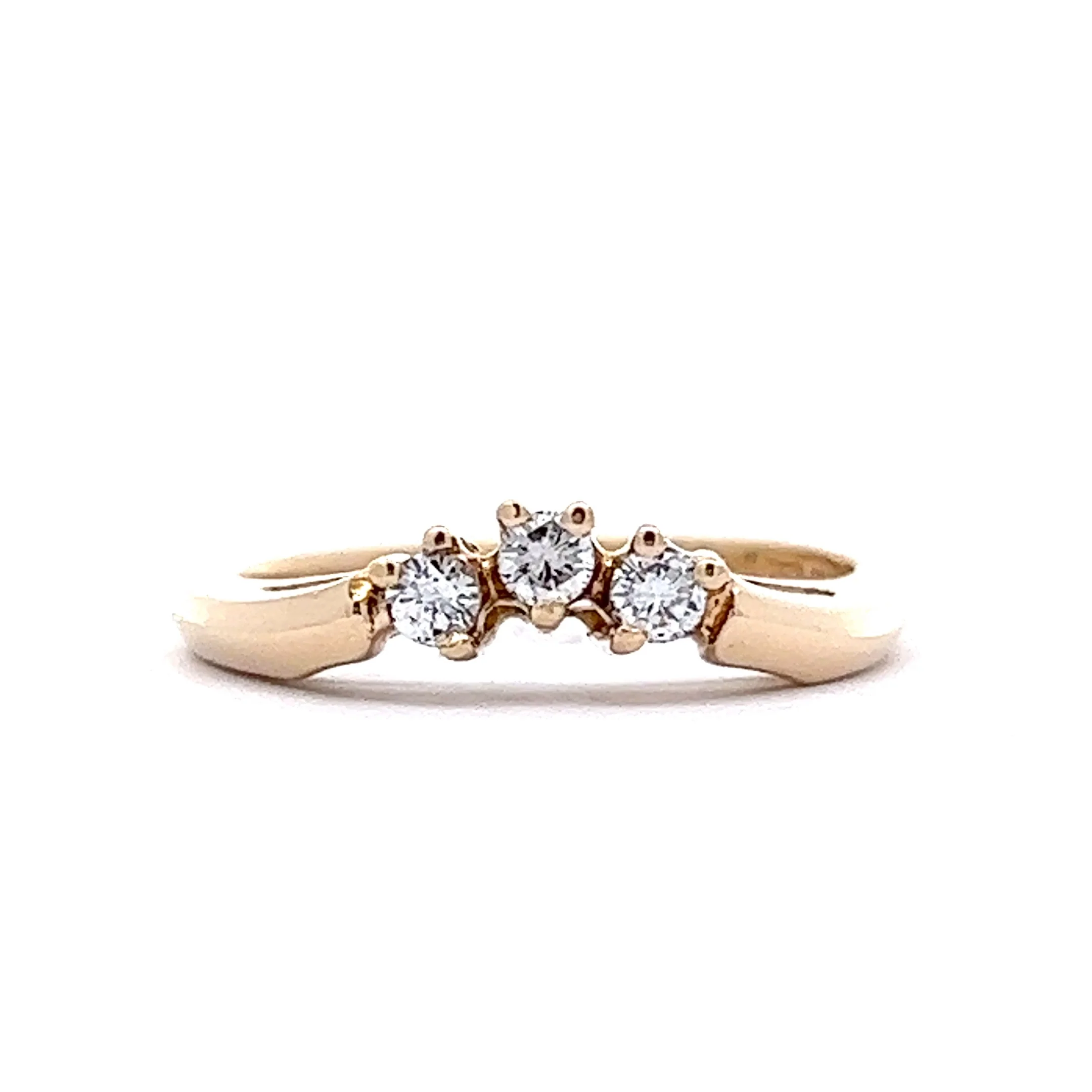 .18 Three Stone Contoured Wedding Band in 14k Yellow Gold