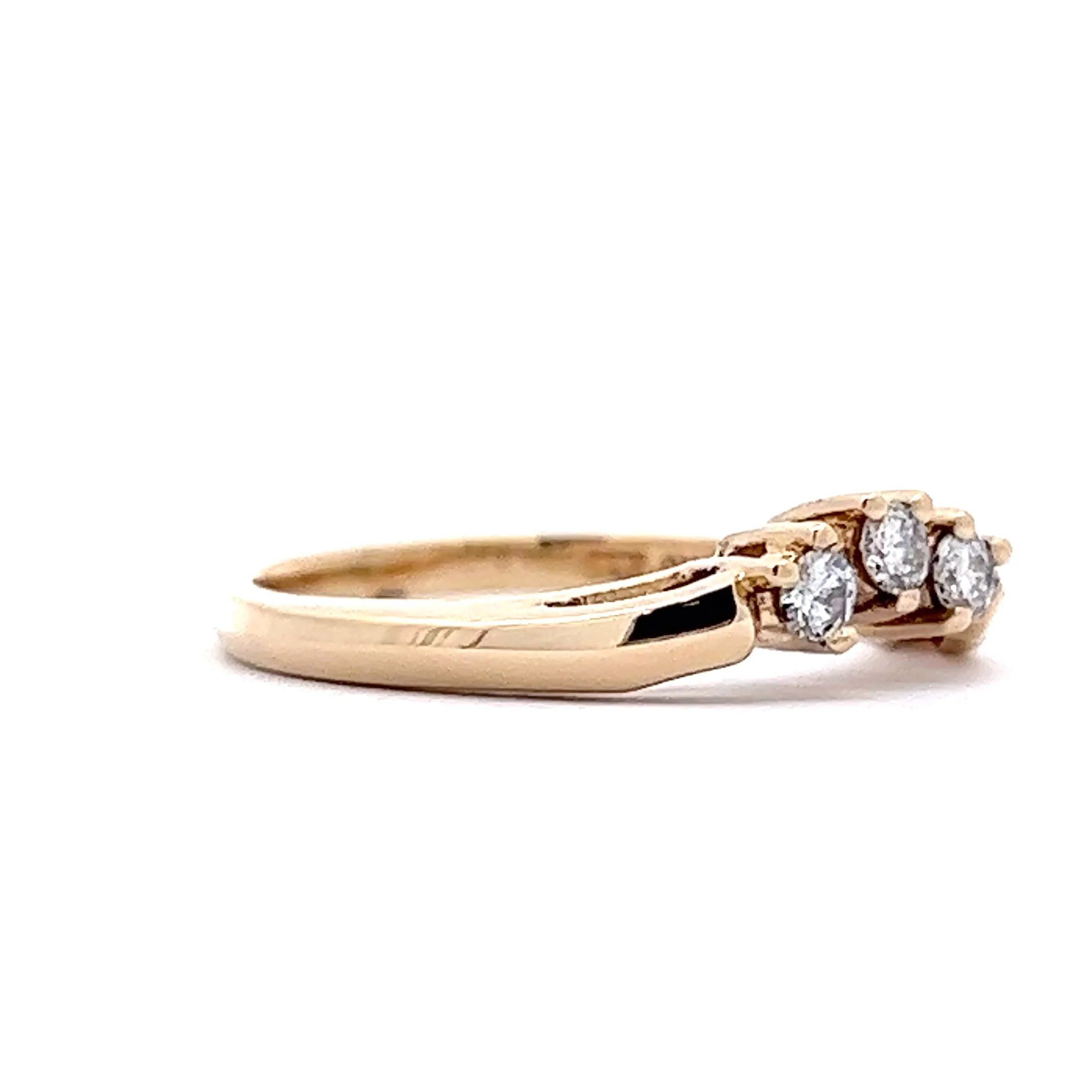 .18 Three Stone Contoured Wedding Band in 14k Yellow Gold - Image 3