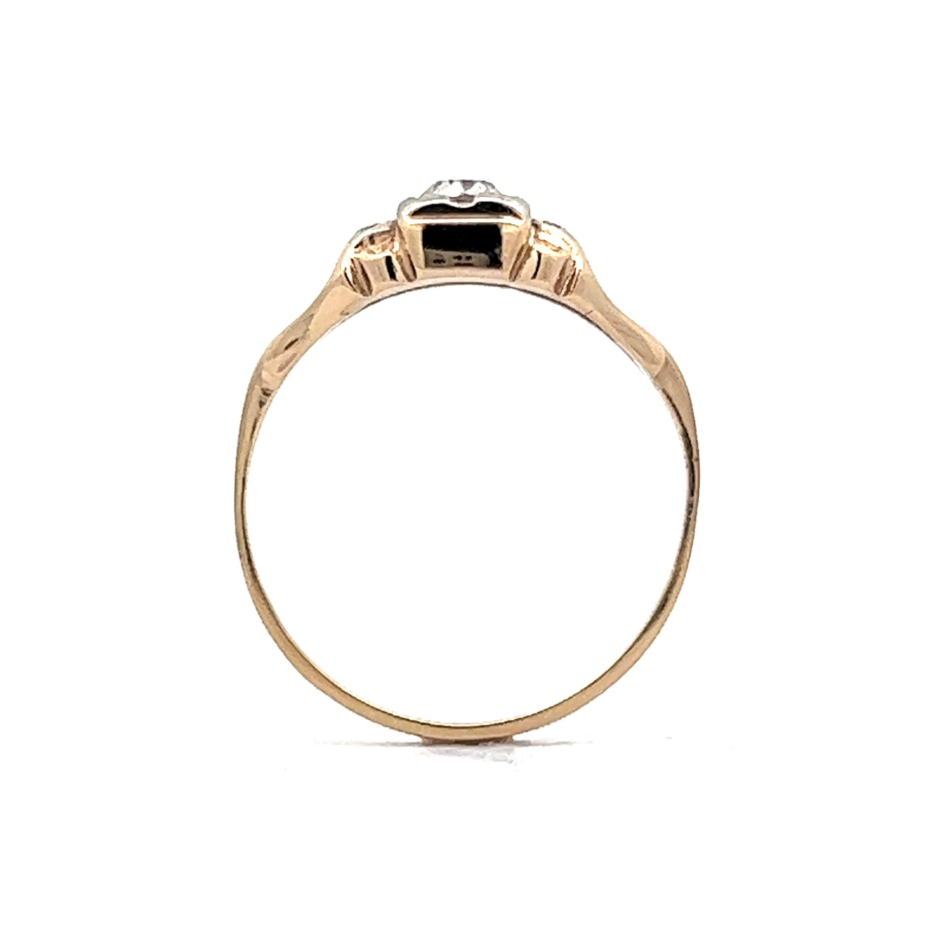 Vintage Retro Diamond Engagement Ring in 14k Yellow & White Gold - Image 4