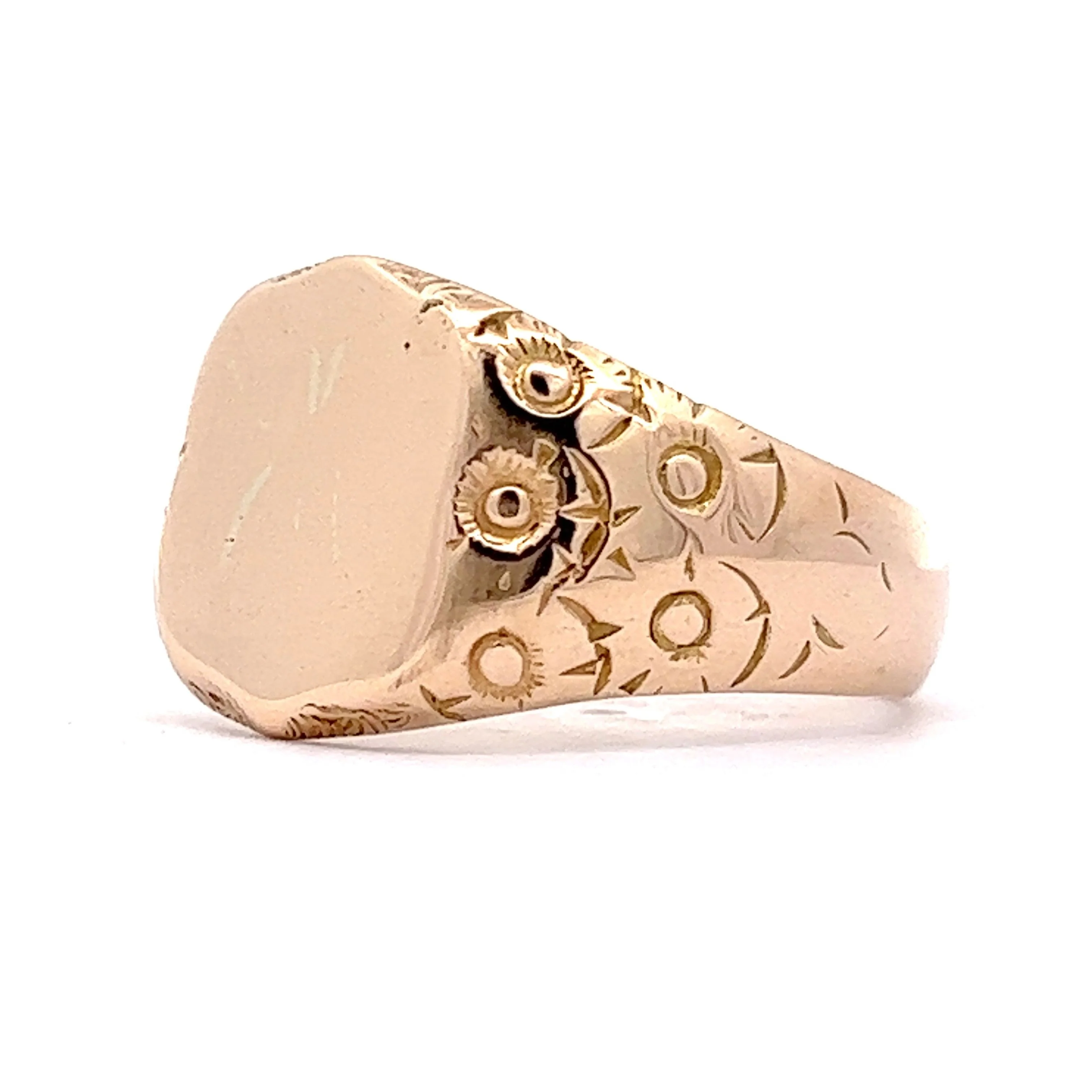 Antique Victorian Floral Signet Ring in 18k Yellow Gold - Image 2