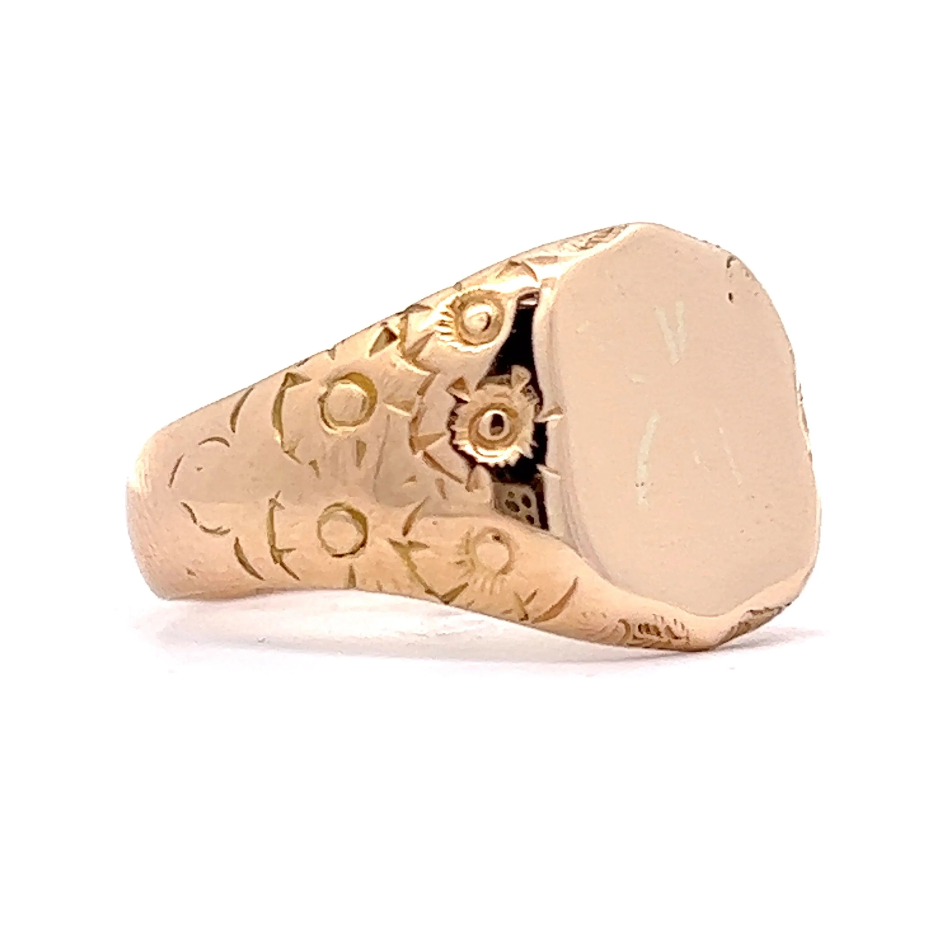 Antique Victorian Floral Signet Ring in 18k Yellow Gold - Image 3