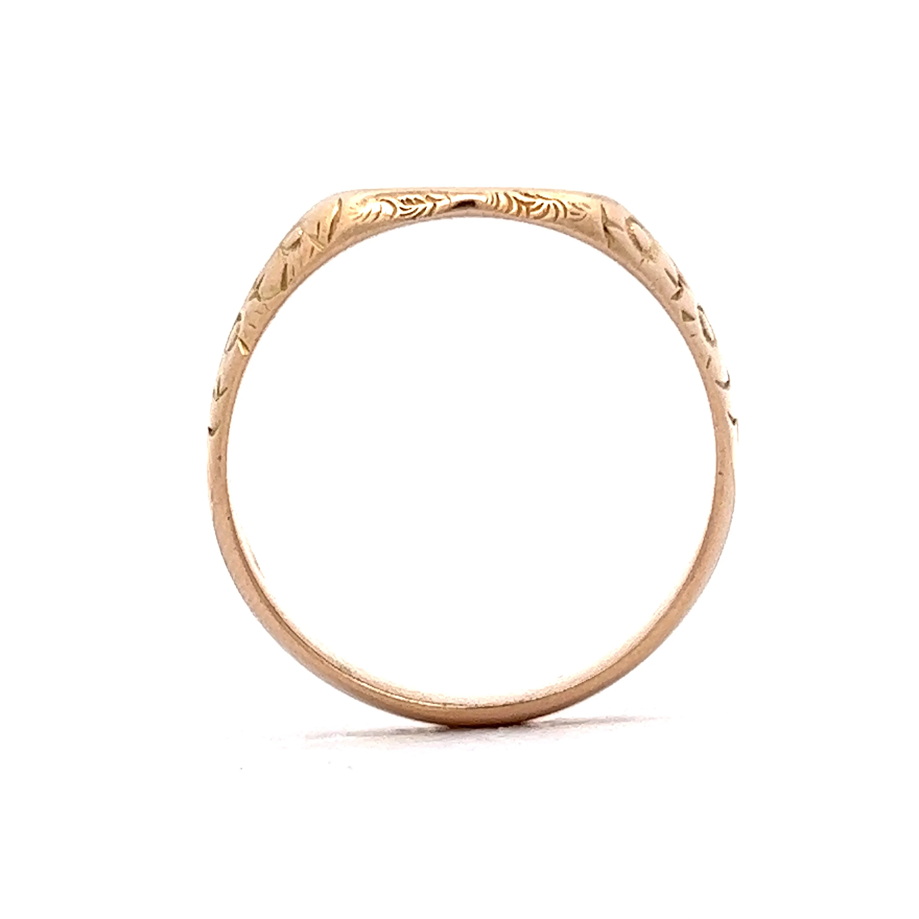 Antique Victorian Floral Signet Ring in 18k Yellow Gold - Image 4