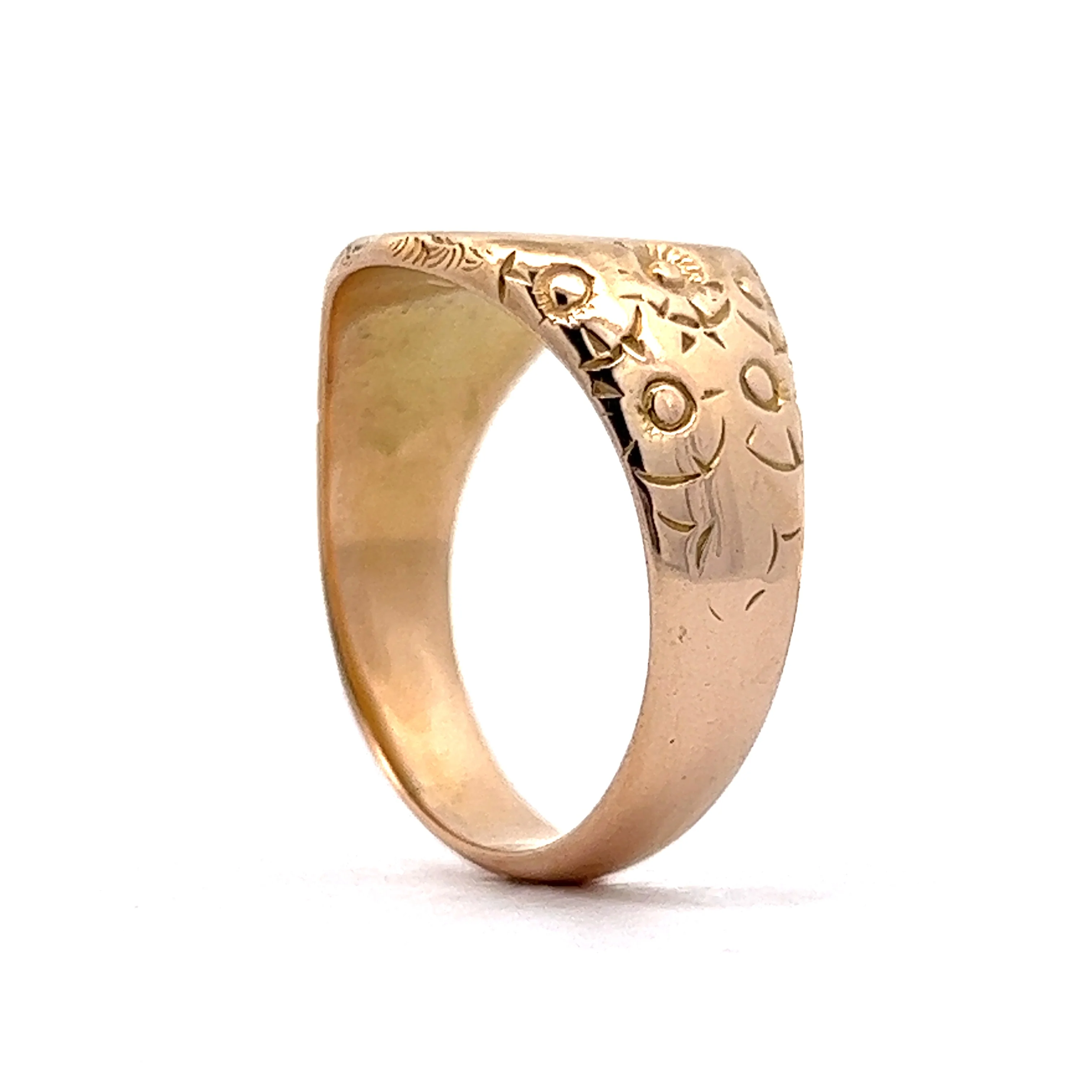 Antique Victorian Floral Signet Ring in 18k Yellow Gold - Image 5