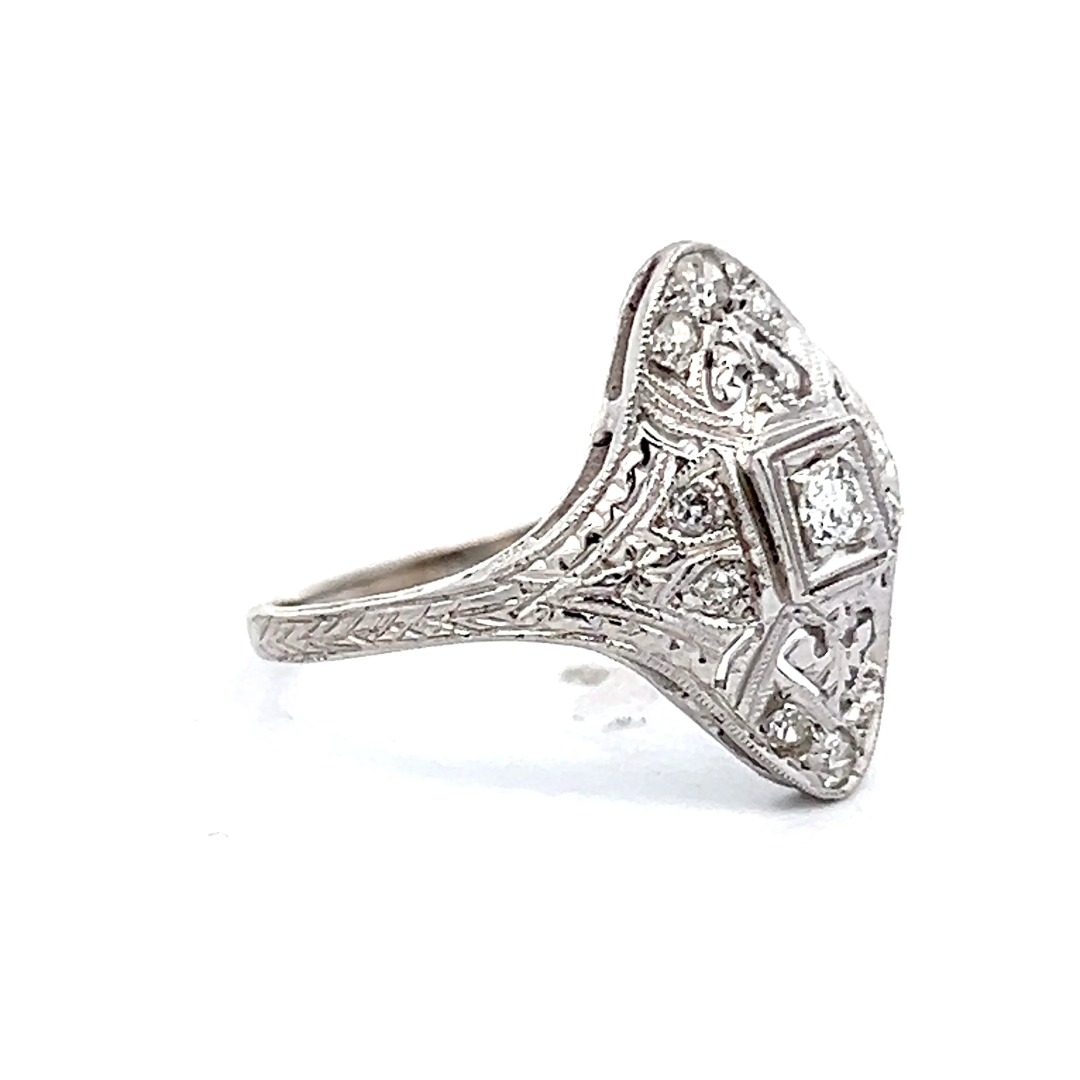 .19 Art Deco Diamond Cocktail Ring in 18k White Gold - Image 3