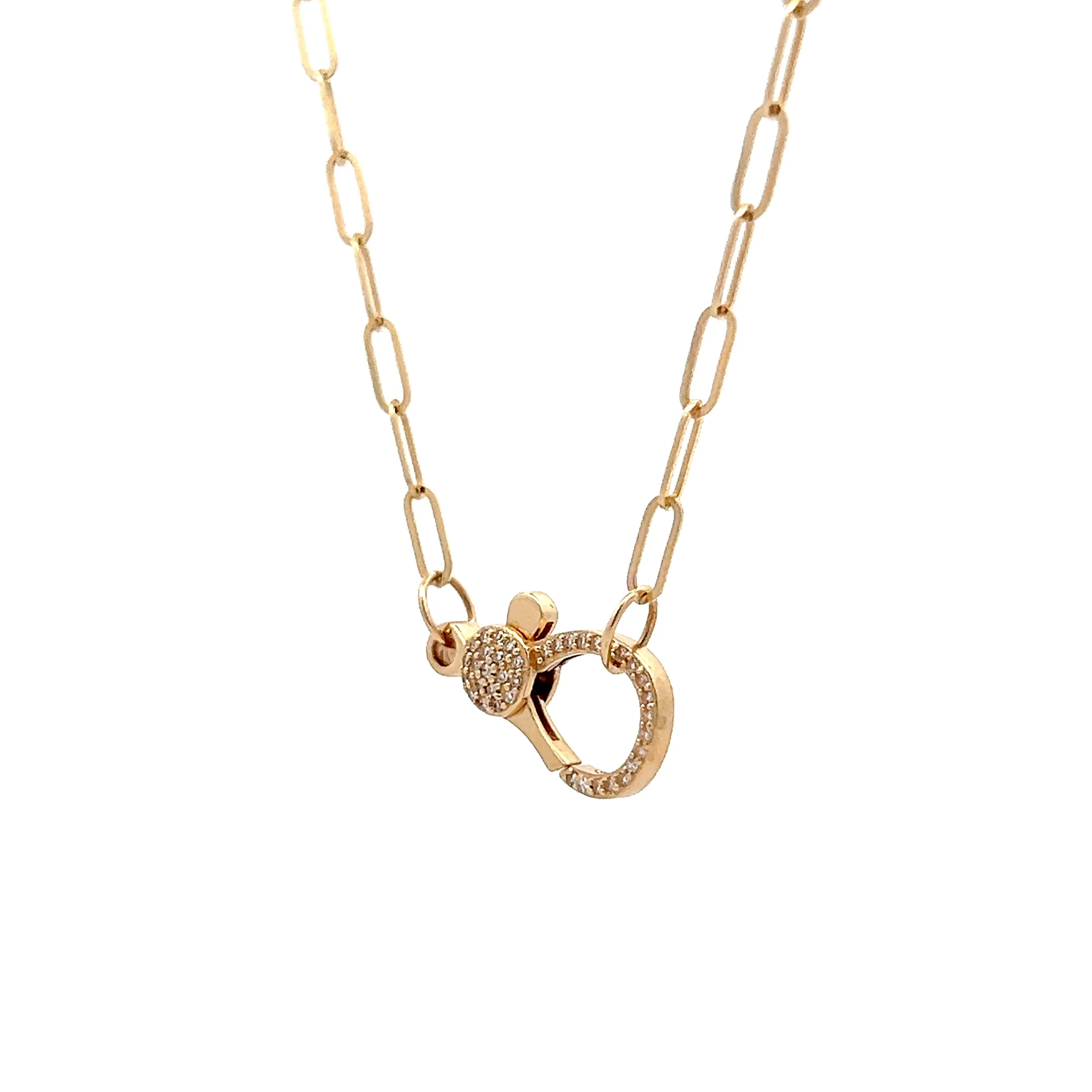 .19 Diamond Clasp Paperclip Chain in 14k - Image 2
