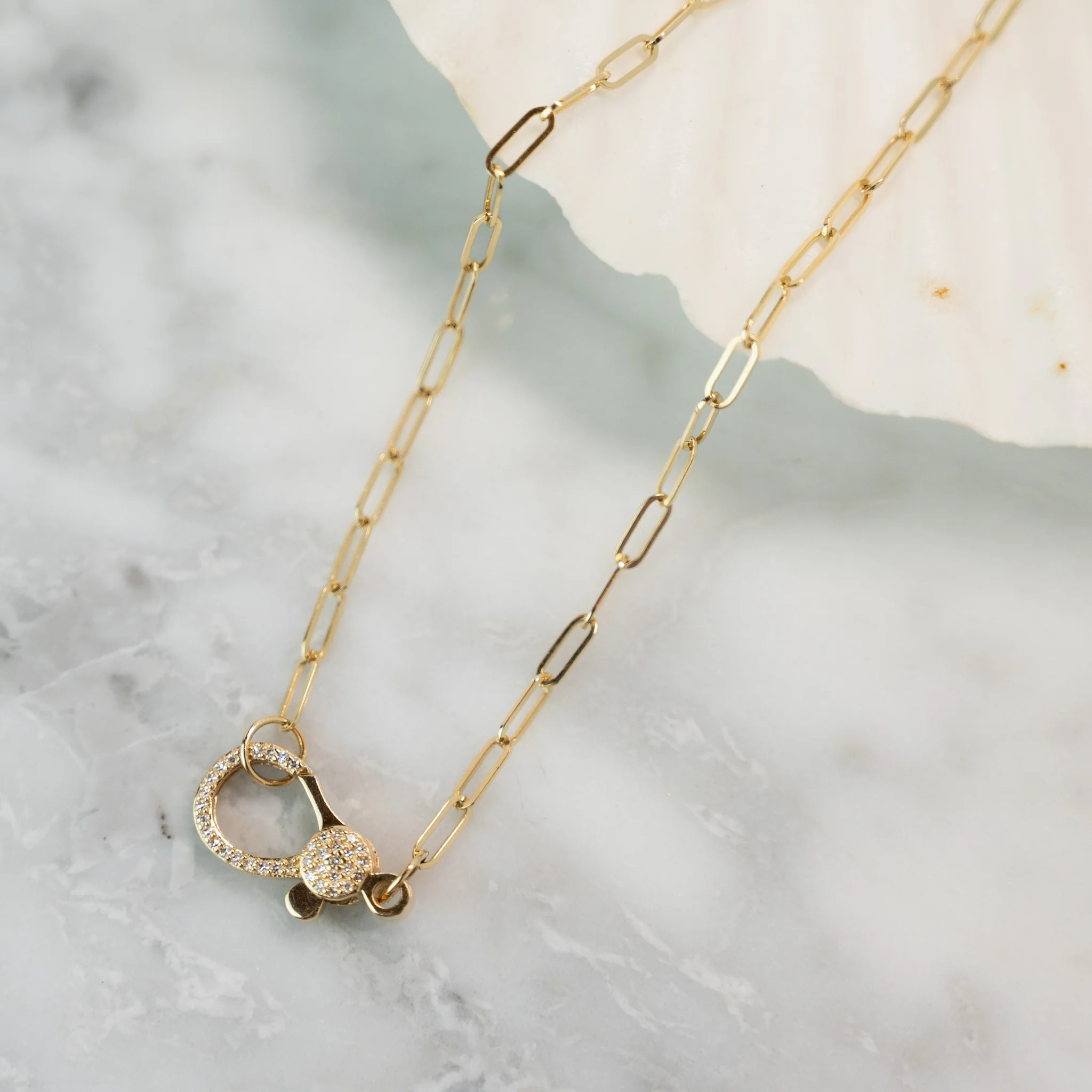 .19 Diamond Clasp Paperclip Chain in 14k - Image 4