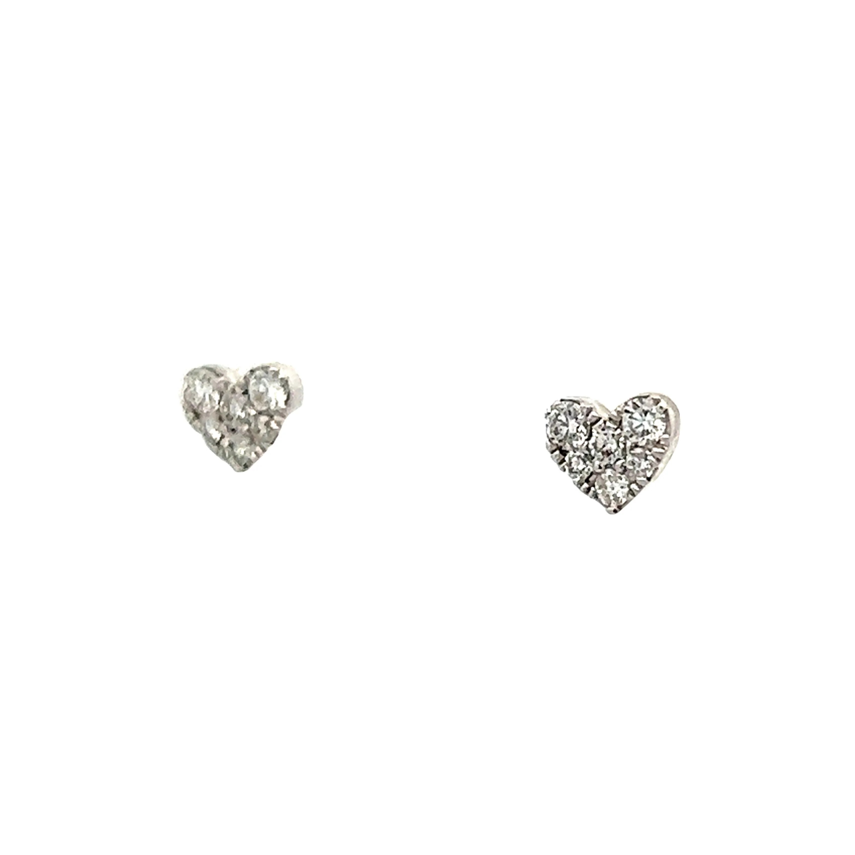 .19 Diamond Heart Stud Earrings in 14k White Gold - Image 2