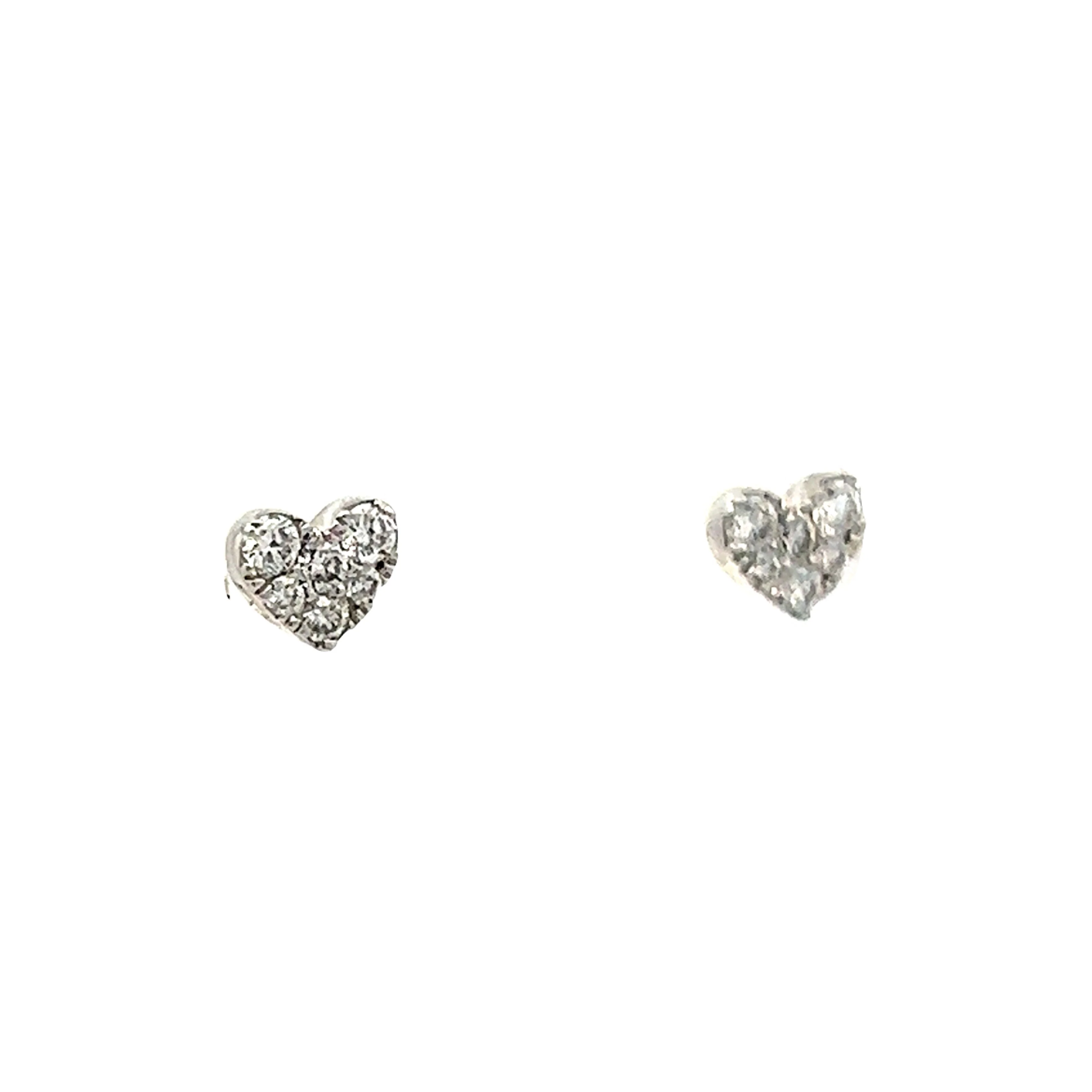 .19 Diamond Heart Stud Earrings in 14k White Gold - Image 3